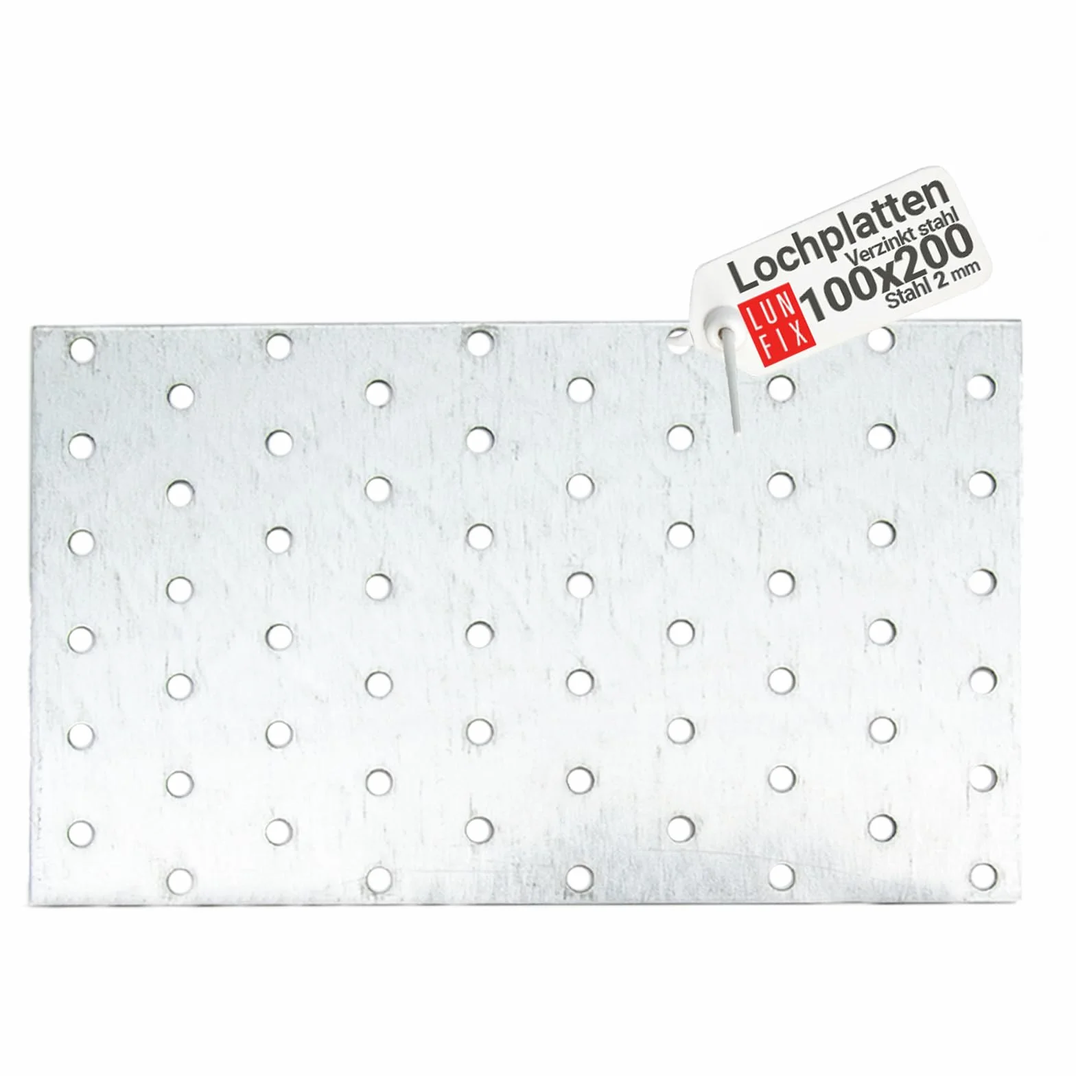 Płytka Perforowana Łącznik Płaski Do Drewna, 100x200x2,0 mm 1 szt., Ocynkowana Stal, Płyta Montażowa, Łącznik Ciesielski Do Konstrukcji Drewnianych, Montaż Mebli, Altan I Pergoli