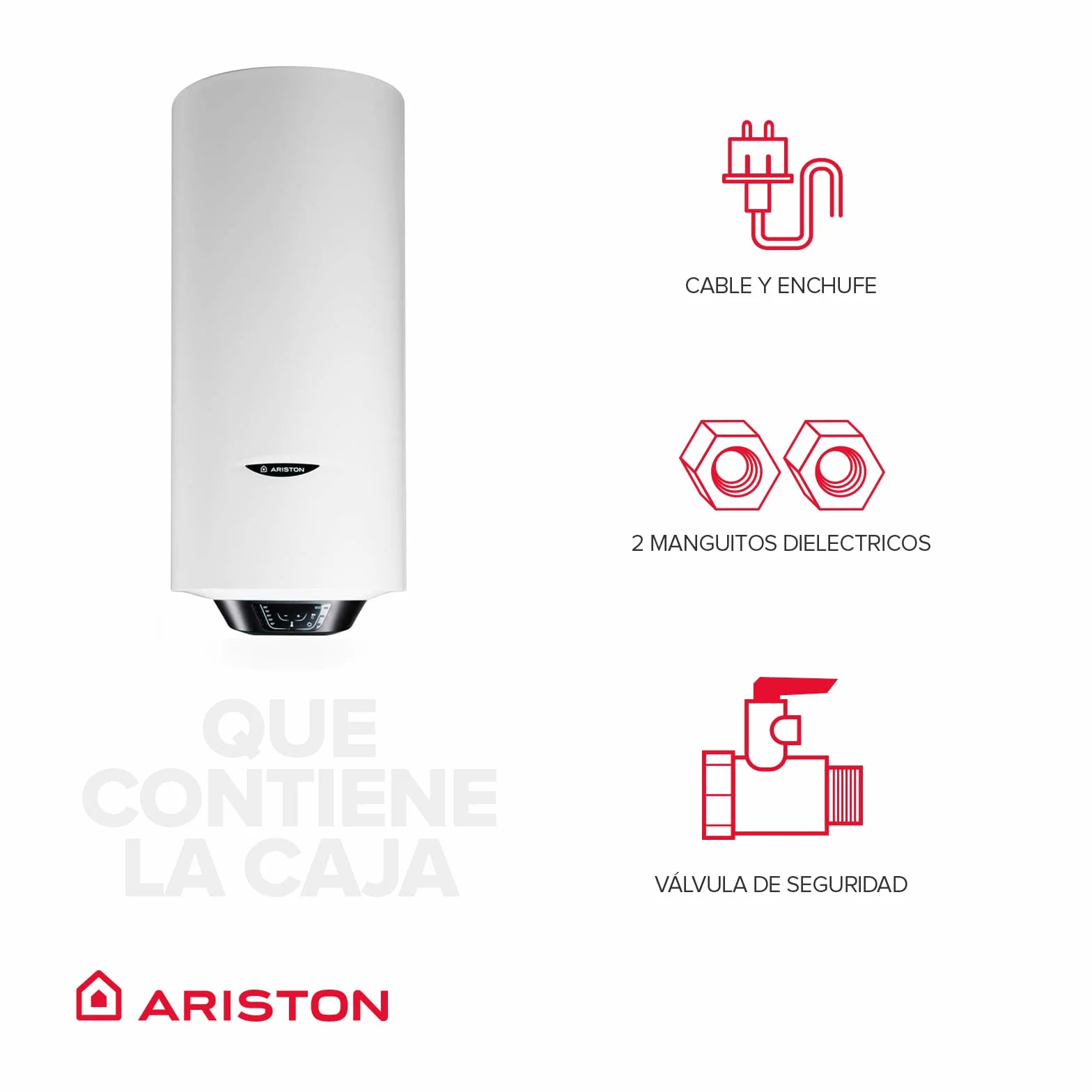 Ariston Pro1 Eco Slim - 65 litrów, niski pobór mocy, pionowy elektryczny podgrzewacz wody z funkcją ECO 37,3 x 35,3 x 98,1 cm - wyprodukowany do instalacji w Hiszpanii