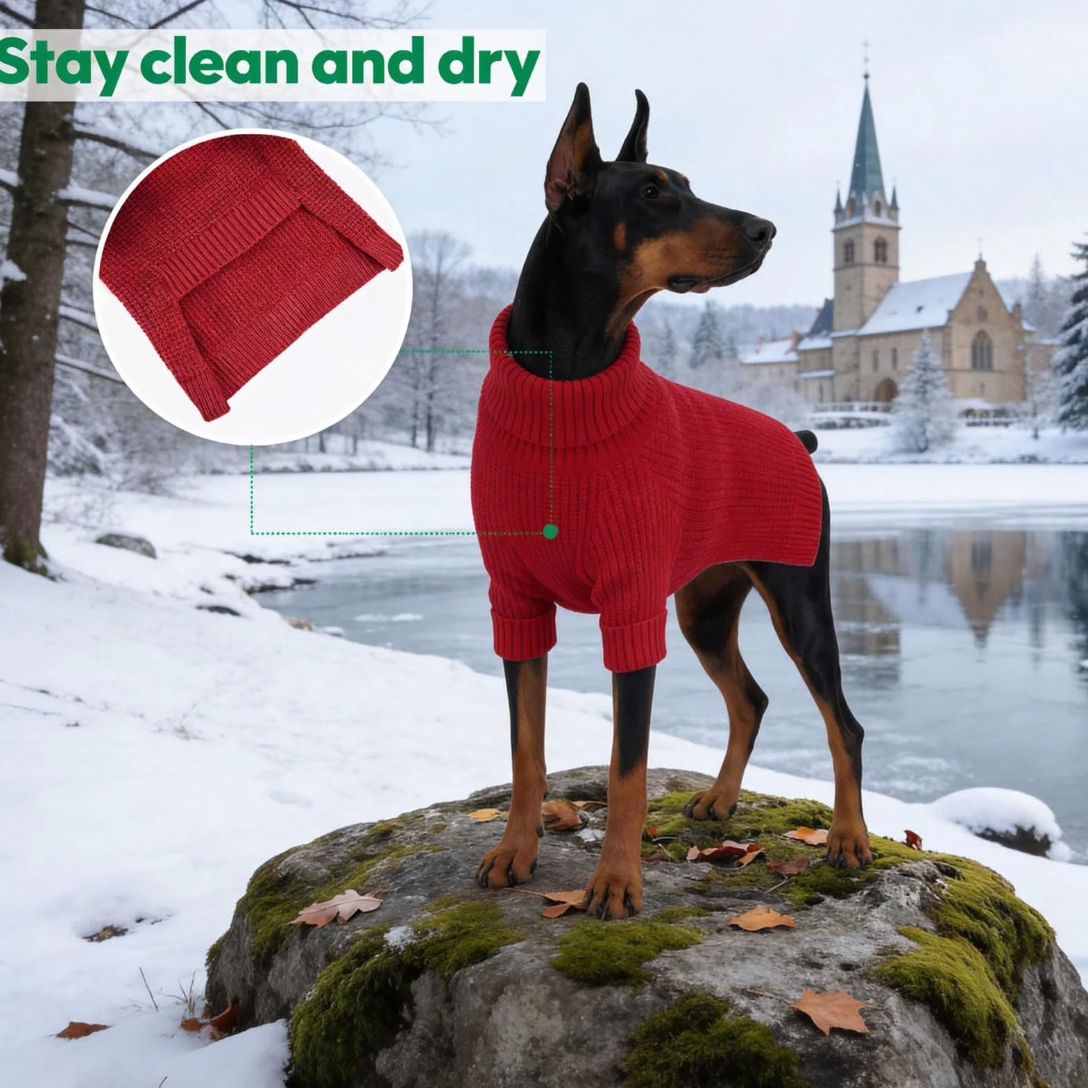 KONVINIT Sweter dla psa średniej wielkości – oddychający sweter dla psa dla buldoga francuskiego i Corgi, długi rękaw z golfem