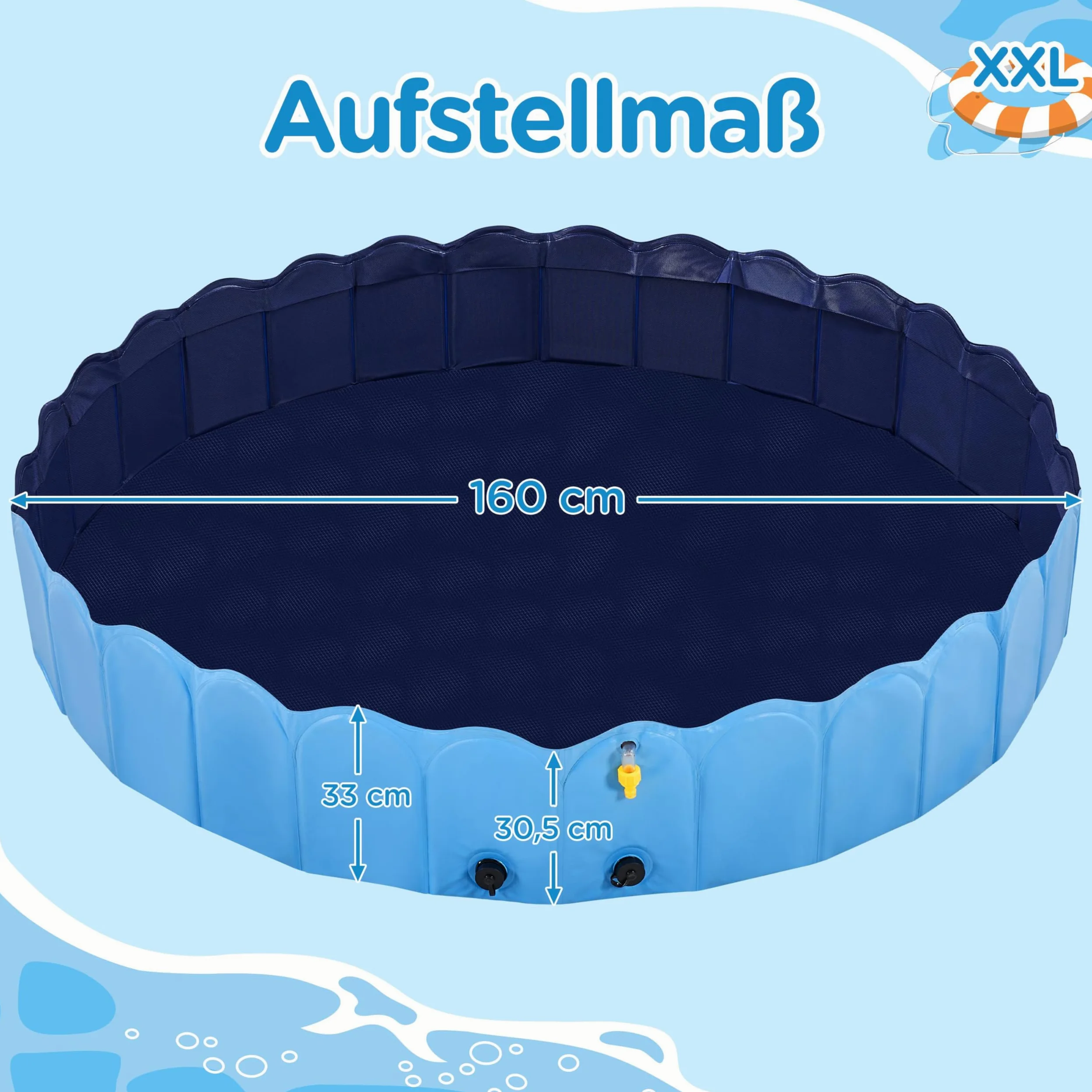 Yaheetech Basen dla psów 160 cm składany brodzik antypoślizgowy ze zraszaczem niebieski