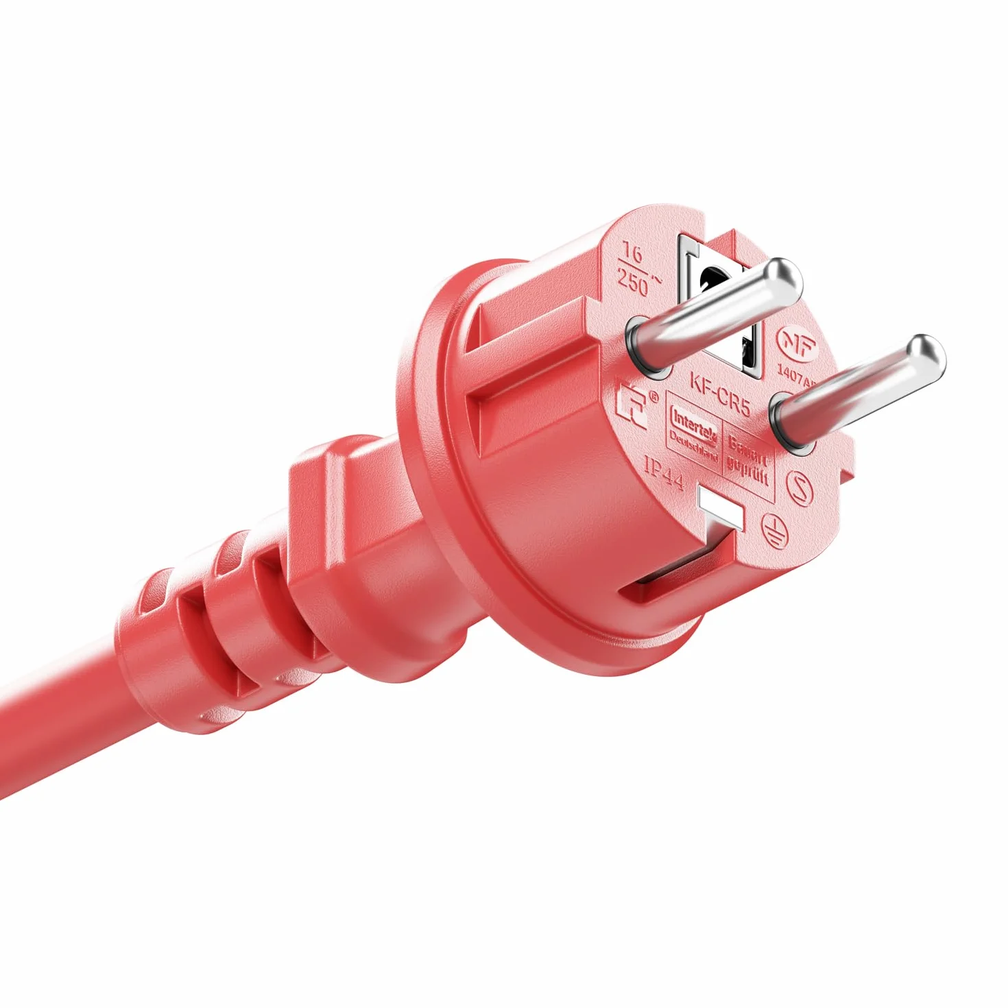 deleyCON 2m Przedłużacz Ogrodowy Kabel Zasilający IP44 (H07RN-F 3G1.5mm²) Odporne na Warunki Atmosferyczne Gumowy Kabel do Użytku na Zewnątrz - Wtyczka z Bolcem Ochronnym na 2x Gniazdo - Czerwony