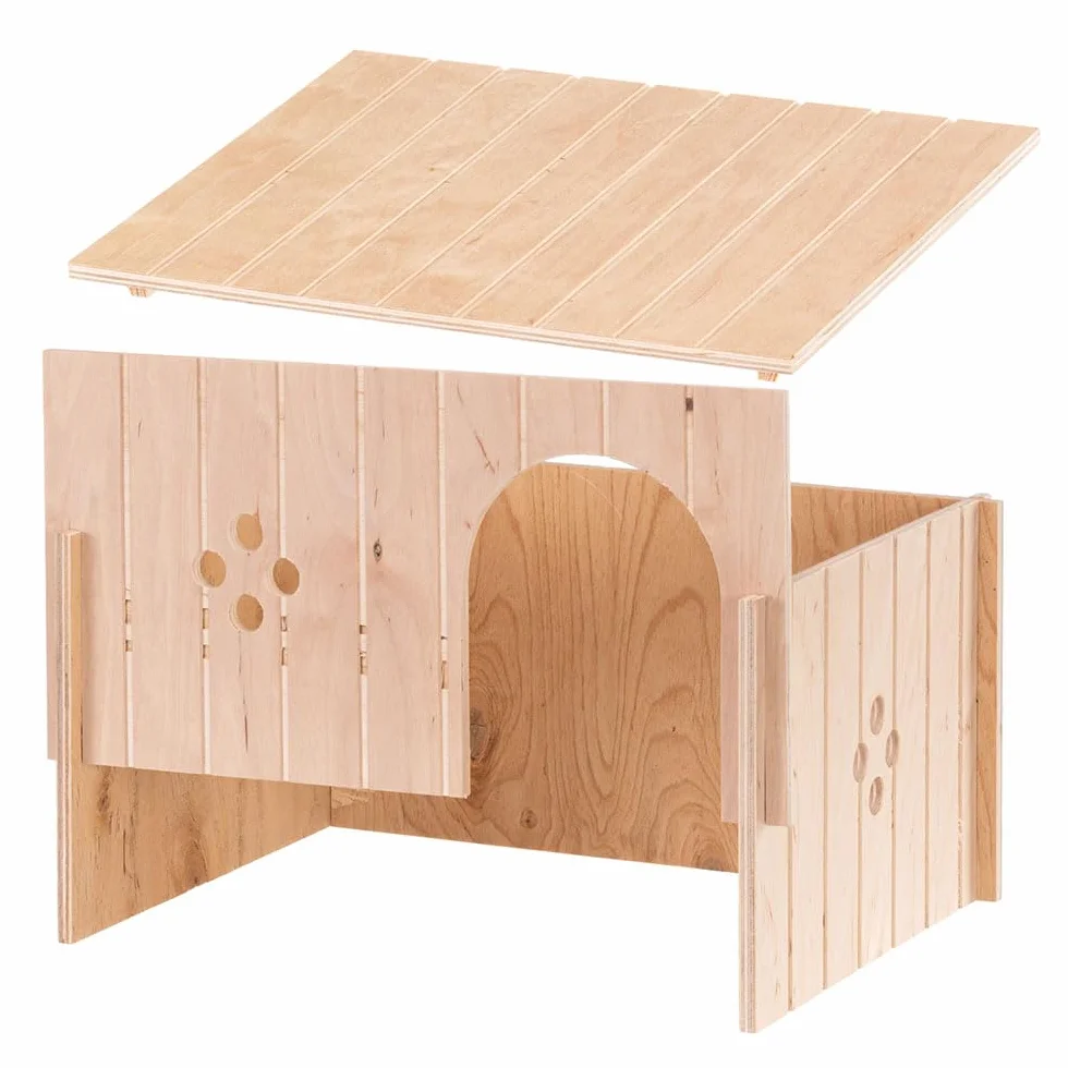Ferplast SIN 4647 Domek dla Królików, Akcesoria do Klatek z Płaskim Dachem i Otworami Wentylacyjnymi, Zestaw Montażowy, 37 x 27,7 x wys. 20 cm