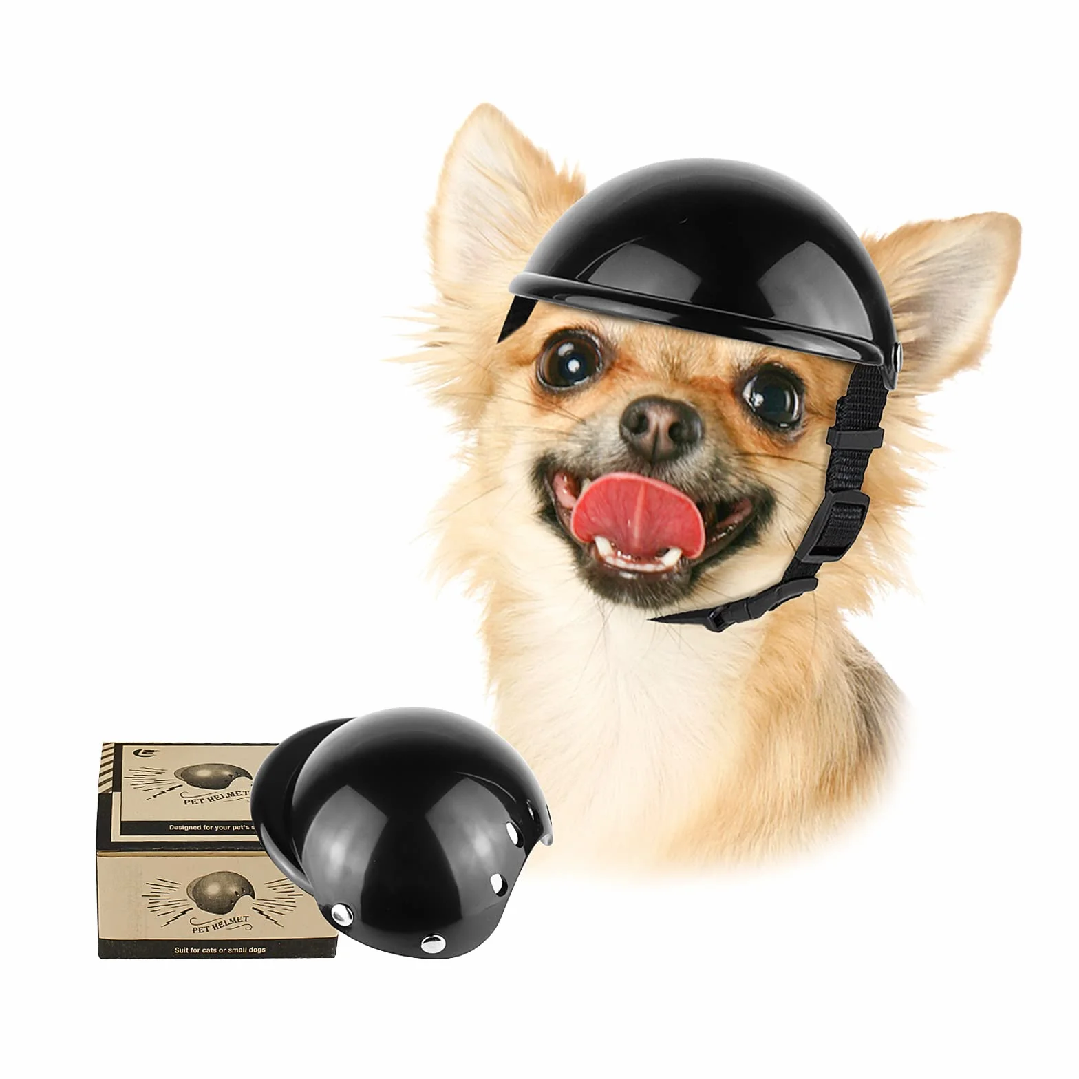 Enjoying Kask dla małych psów, kask motocyklowy, kask dla psa chihuahua, outdoorowy, rowerowy kaski dla pieska, czapka dla kota od XS do małych ras, outdoorowa czapka dla szczeniaka, regulowany