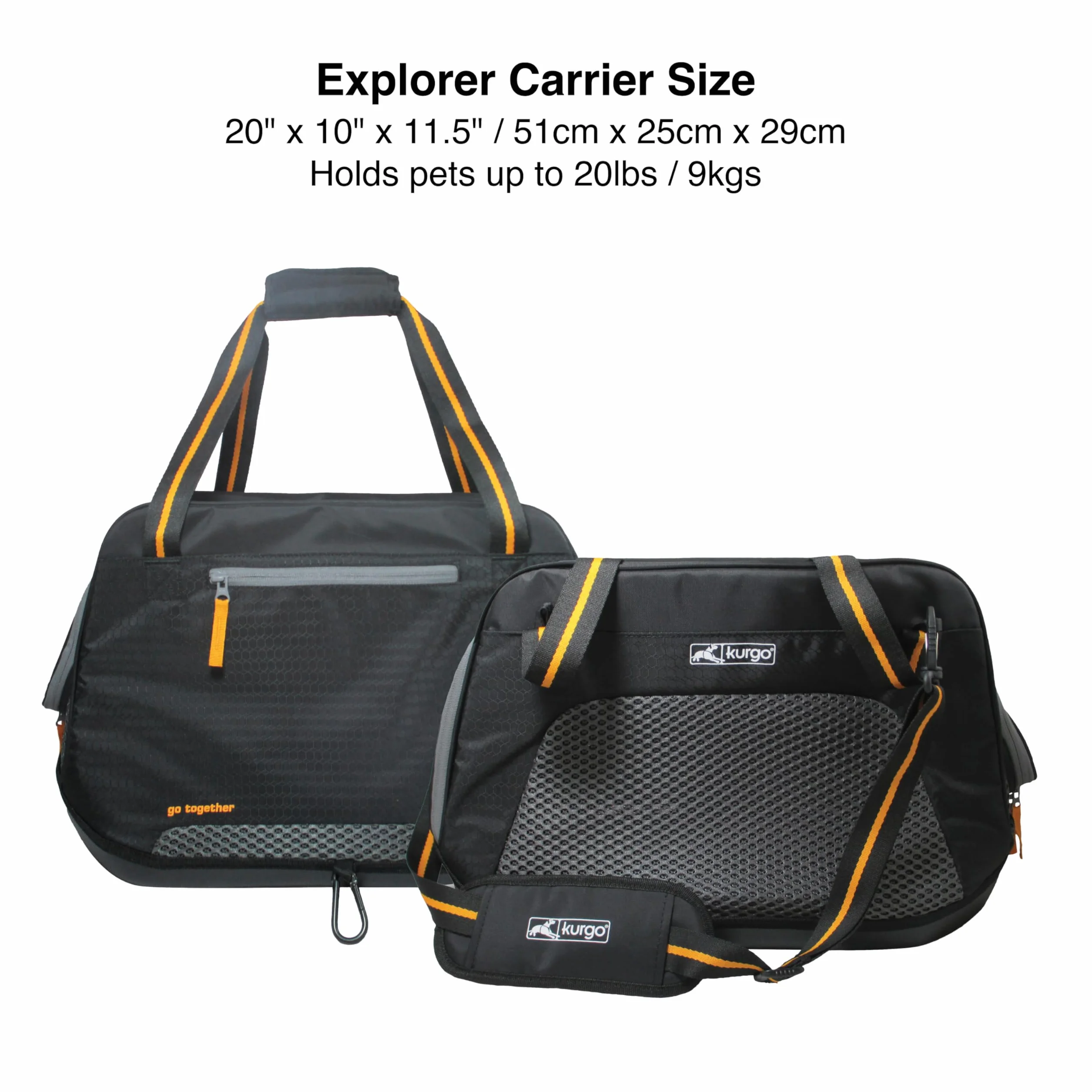 Kurgo Explorer torba transportowa dla małych psów i kotów, wodoodporny spód, lekka, duża, czarna