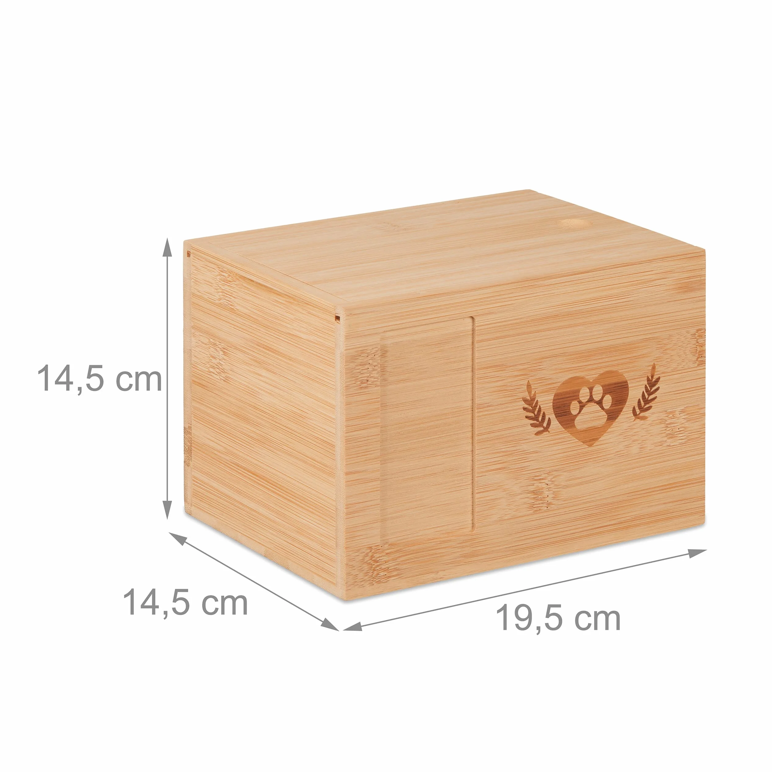 Relaxdays Urna dla zwierząt z bambusa, urna dla psów i kotów, ze zdjęciem, urna dla psa, wys. x szer. x gł.: 14,5 x 19,5 x 14,5 cm, naturalna