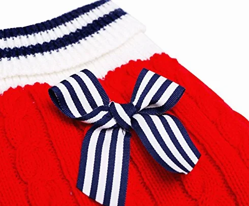 SMALLLEE_Lucky_Store sweter kurtka z dzianiny ciepły zimowy płaszcz dla Chihuahua mały pies kot czerwony XXS