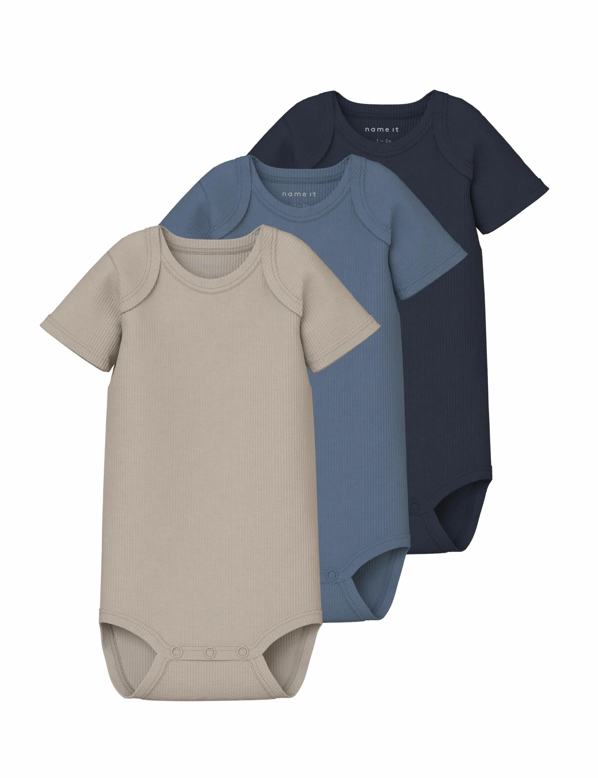 Name it baby Unisex Nbnbody 3P SS Solid Rib Noos (3 sztuki), niebieski (China Blue), numeric_92