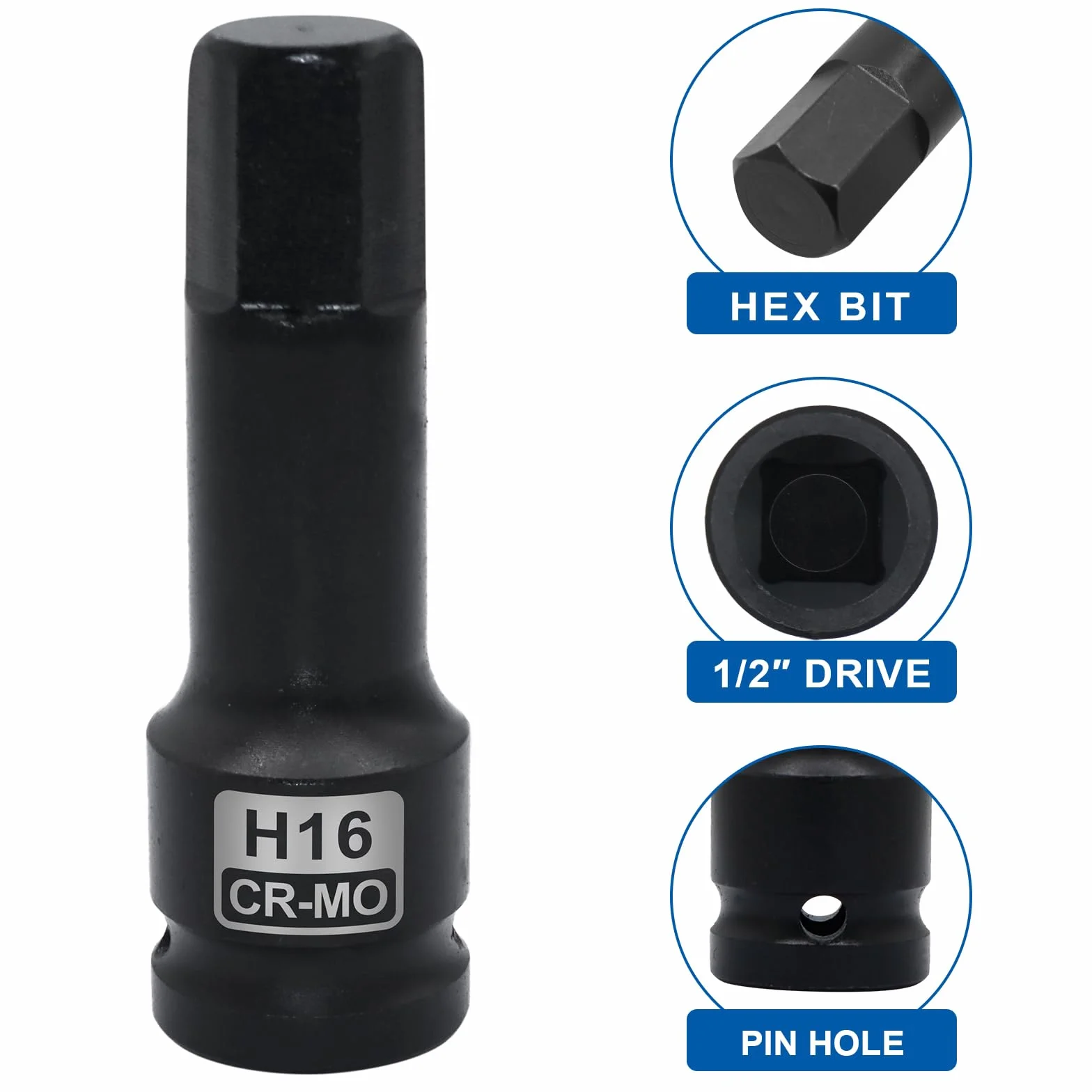 DAKCOS Kraft zestaw nasadek udarowych 1/2" 5-19 mm 10-częściowy CR-MO