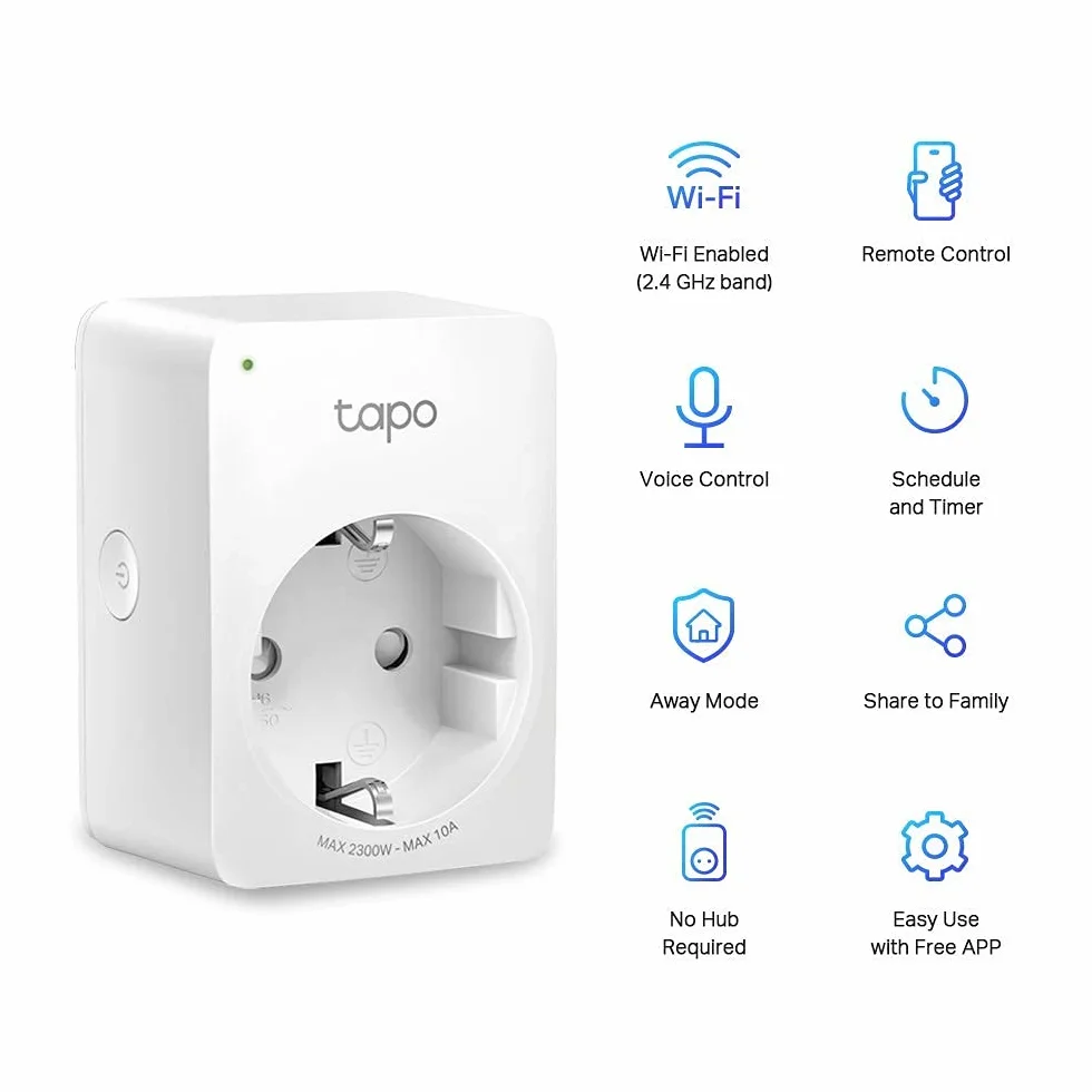 Tp-Link Tapo P100 2-pack Wtyczki Inteligentne, Biały, 2 Sztuki