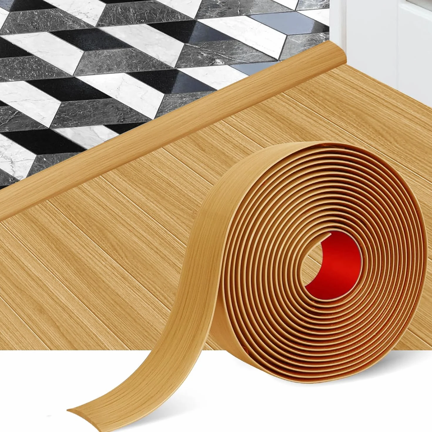 Listwa progowa do podłóg laminowanych, 5 cm listwa progowa z PVC, samoprzylepna listwa progowa, listwa progowa do drzwi, listwa progowa do łączenia szczelin podłogowych (Aspen Żółty, 2 m)