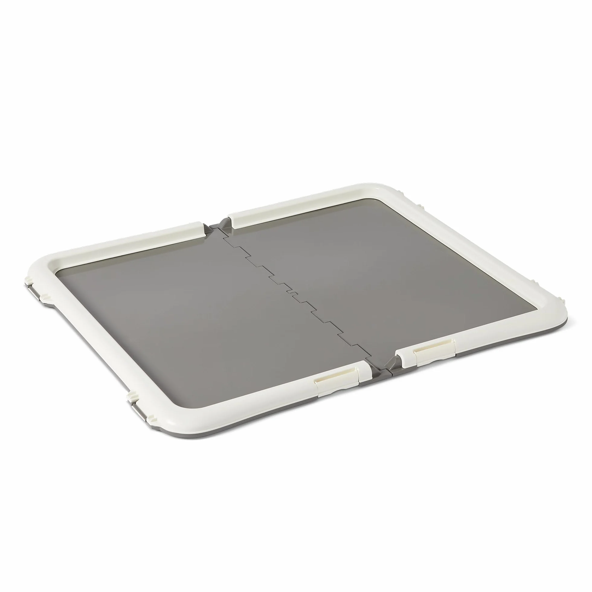 Amazon Basics Uchwyt na matę treningową dla psa, z bezpiecznymi zamknięciami, bardzo gruby i antypoślizgowy, plastik z recyklingu, 71,1cm x 86,4cm, L, biały i antracytowy