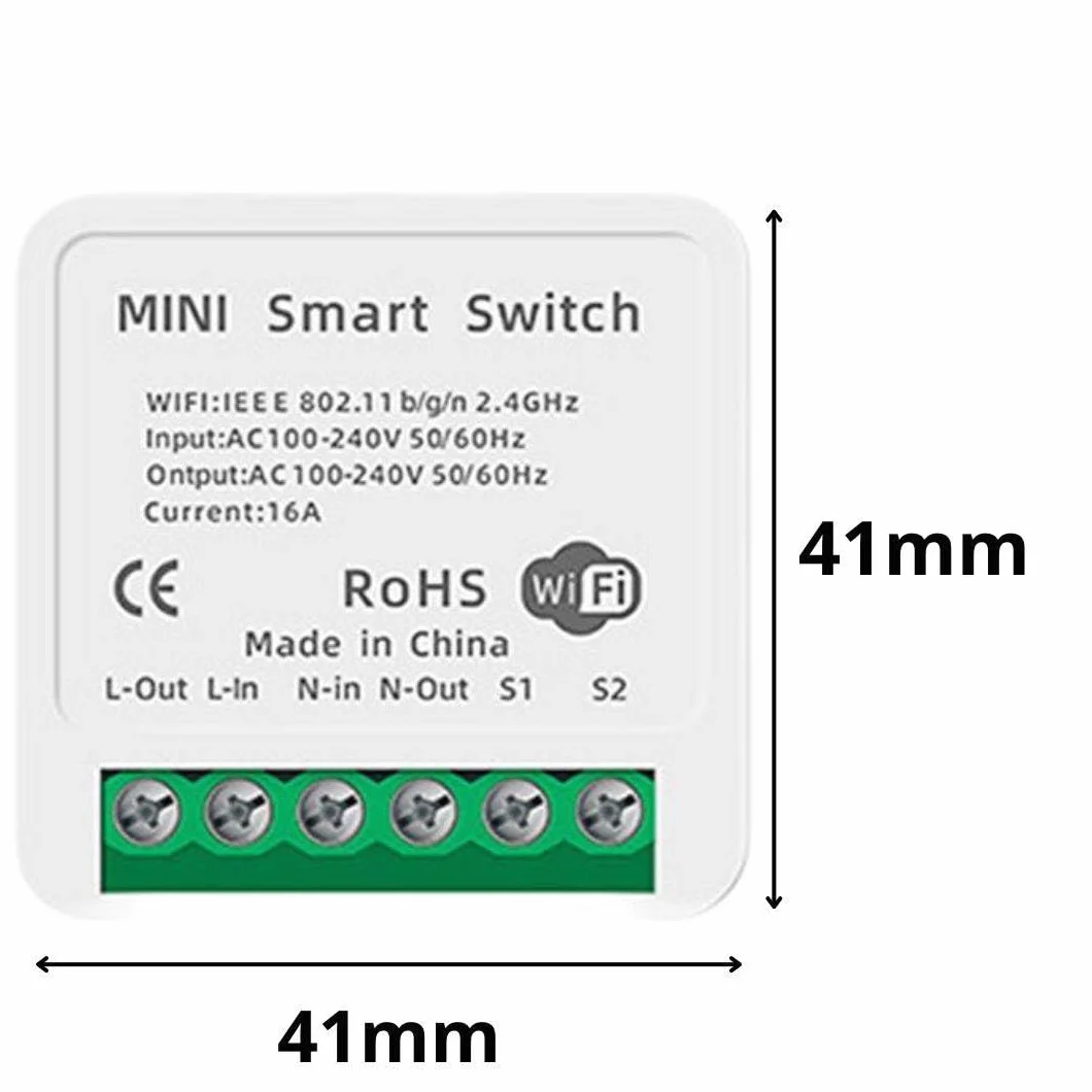MINI PRZEKAŹNIK WIFI TUYA WŁĄCZNIK DOPUSZKOWY STEROWNIK ŚWIATŁA 16A 3680W