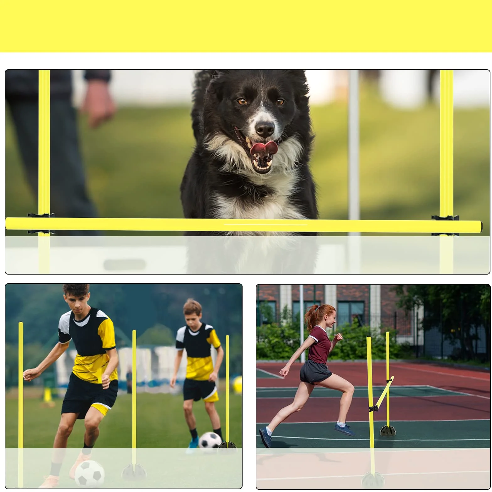 Zestaw drążków do skakania Agility treningowych do skoków, dryblingu i ruchliwości, żółty
