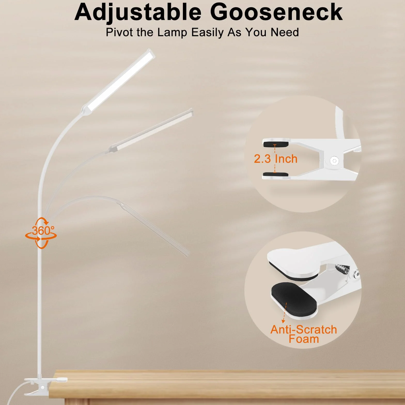 Mojimdo Lampka biurkowa 77 LED z pilotem 70CM 3 kolory 10 poziomów jasności 360° Elastyczna USB