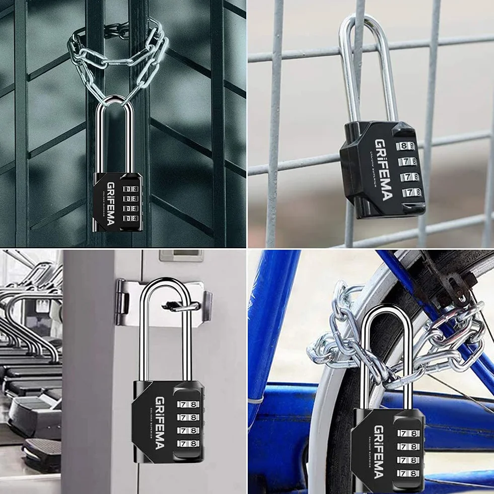 Faucet GA1002 - Kłódki bezpieczeństwa, 4 cyfry, 2 sztuki, Krótki Koszulka, Czarny