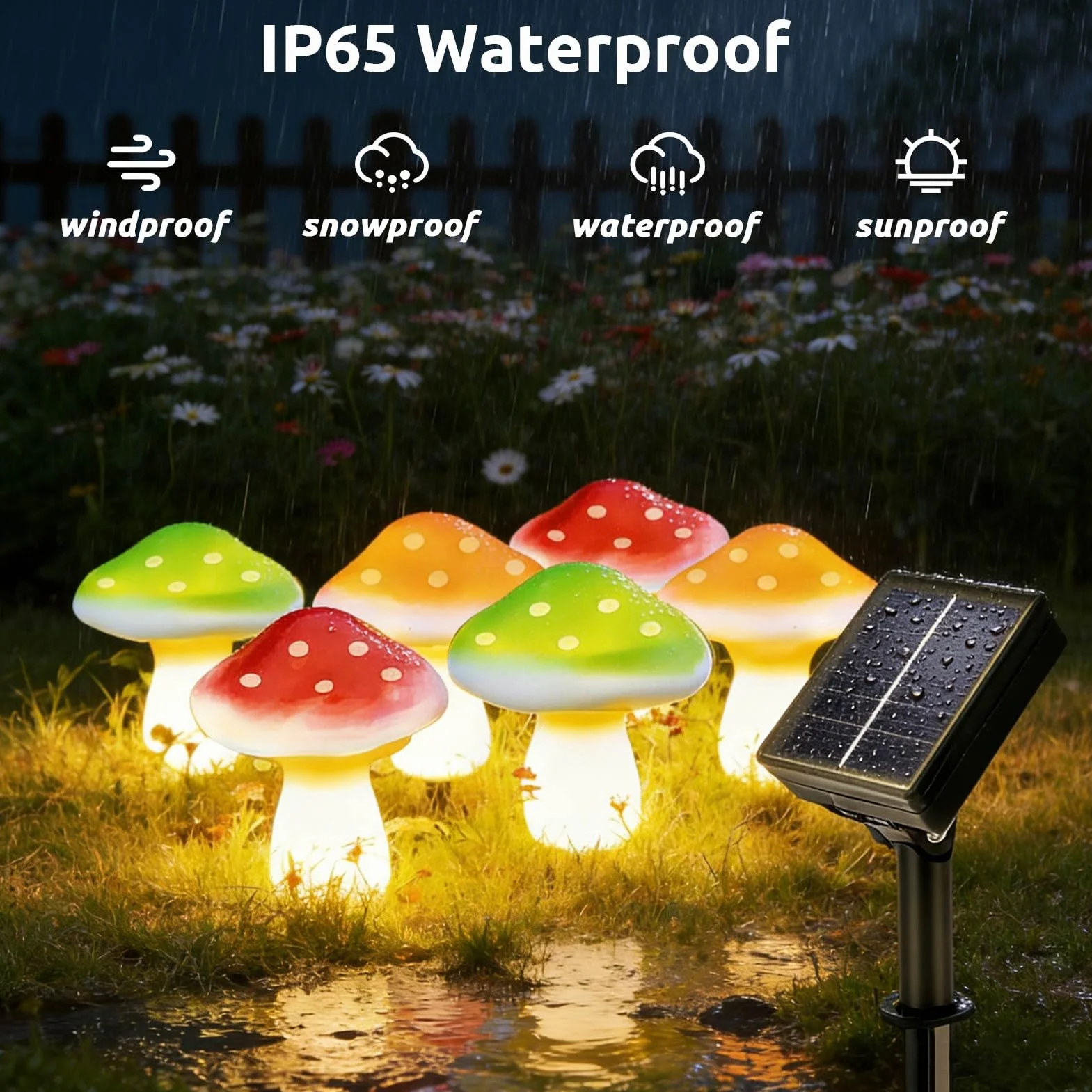 Joycome Solarne dekoracje ogrodowe z 6 diodami LED grzyb wodoodporne dekoracje solarne na podjazd, krajobraz, płot, trawnik, ogród, dekoracje weselne