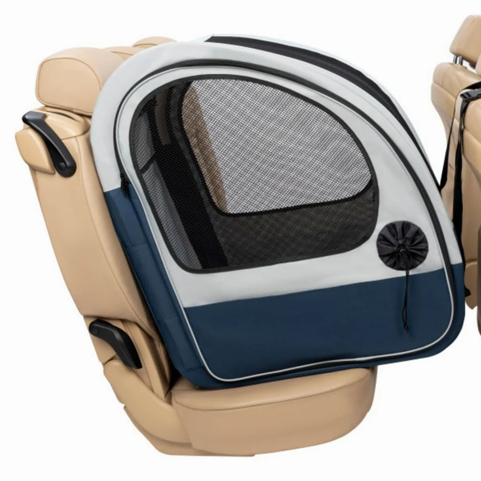 PetSafe Happy Ride Collapsible Travel Box for Dog, Portable, Car, 27.2 kg, Metal Pop-up Frame, Washable, Grey/Blue