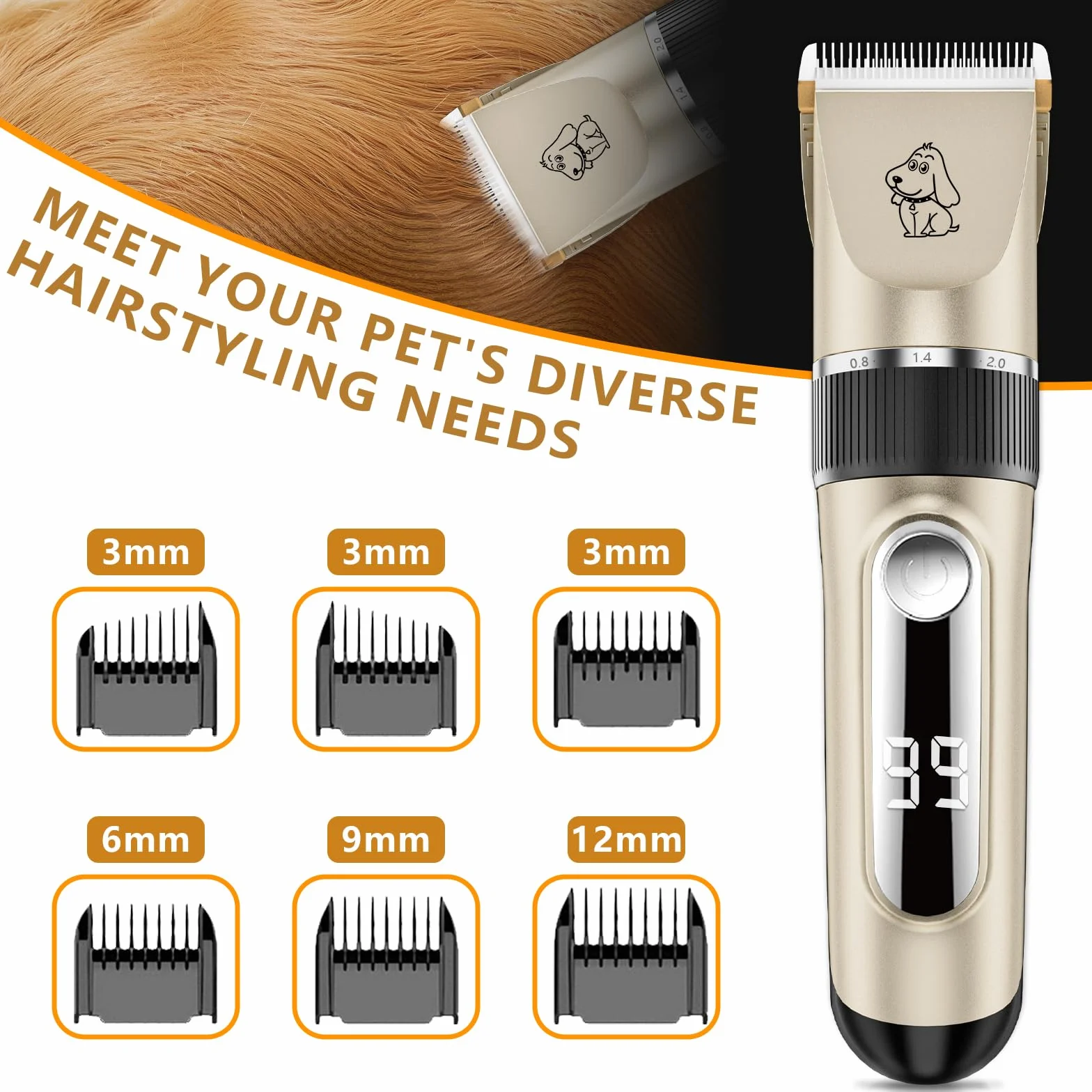 IPX7 profesjonalna maszynka do strzyżenia włosów dla zwierząt domowych, cicha, ładowana, bezprzewodowa, dla psów, kotów, nadaje się do wszystkich rodzajów sierści