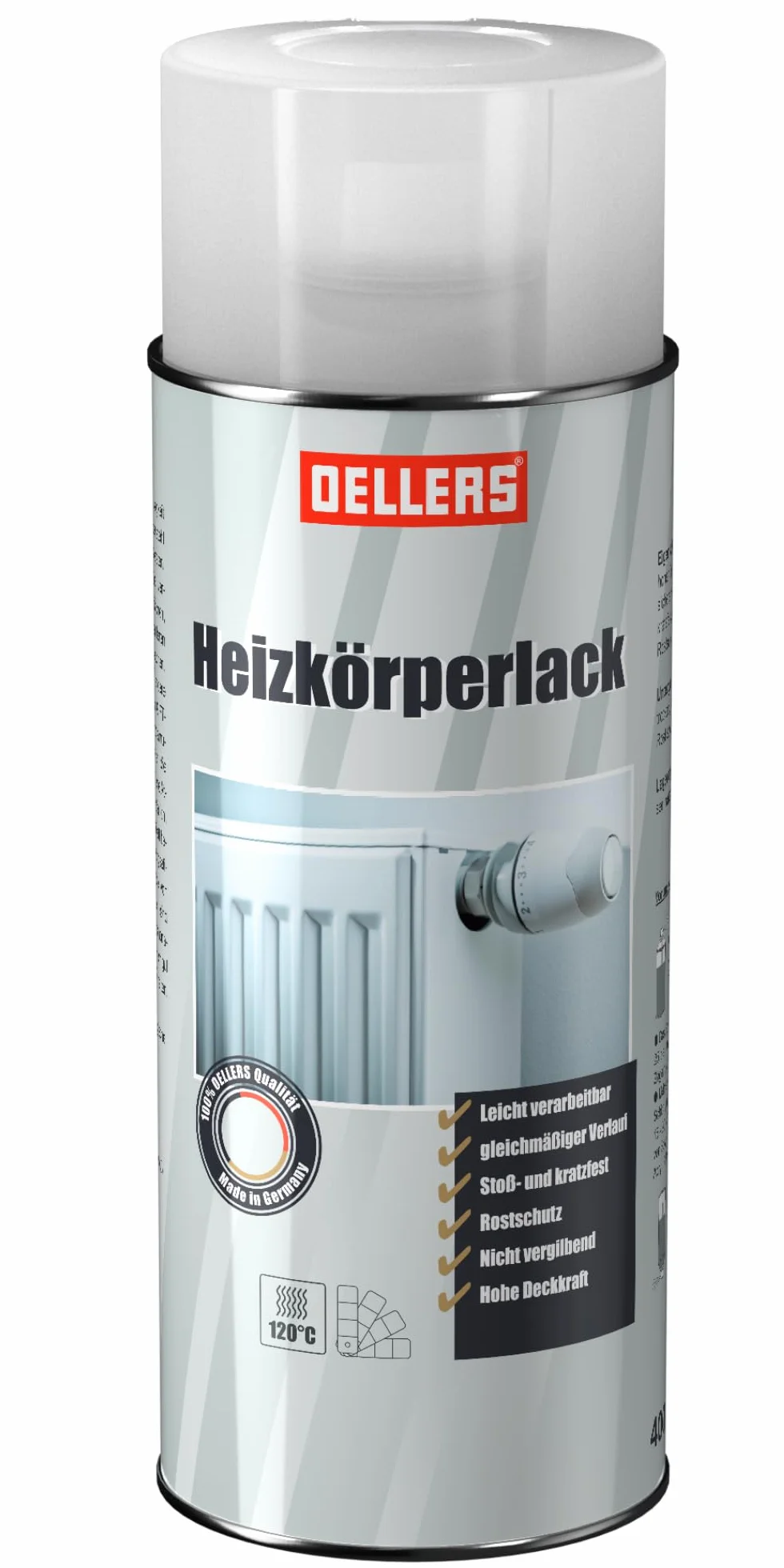 OELLERS Lakier do grzejników w sprayu 400 ml RAL 9010 Czysty biały odporny na temperaturę zarysowania ścieranie
