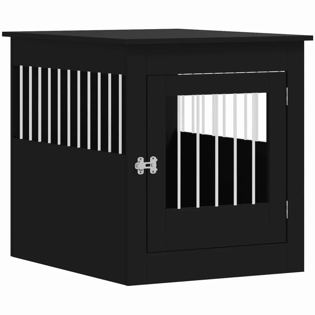 vidaXL Kojec dla psa, czarny, 64,5x80x71 cm, materiał drewnopochodny