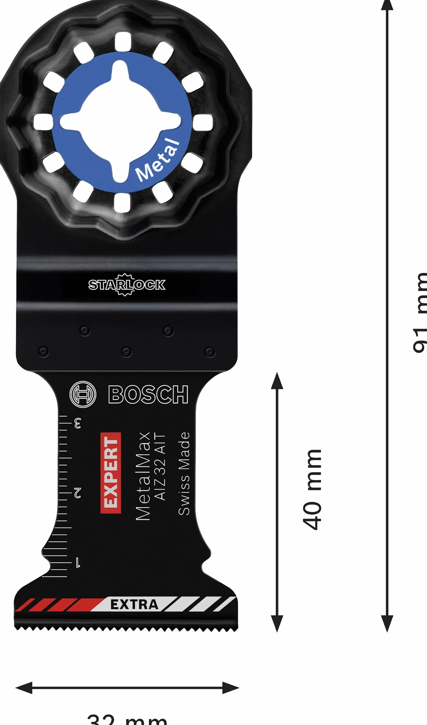Bosch Professional 1x Brzeszczoty do cięcia wgłębnego EXPERT MetalMax AIZ 32 AIT (do Stal, Stal nierdzewna, Szerokość 32 mm, Akcesoria Narzędzie wielofunkcyjne)