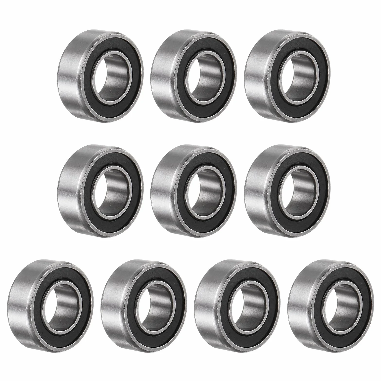 sourcing map R188-2RS łożysko kulkowe zwykłe, 10 sztuk 1/4" x 1/2" x 3/16" stal chromowana Z2 podwójnie gumowane, uszczelnione łożyska