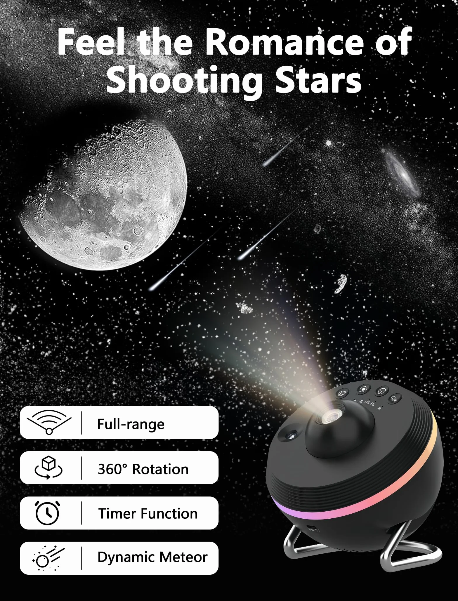 MERTTURM Projektor Gwiazd i Gwiaździstego Nieba na Sufit, 13 Tarcze z Wyraźnym Efektem Meteorytów, Planetarium Projektor dla Dzieci i Dorosłych, Idealny Prezent na Święta