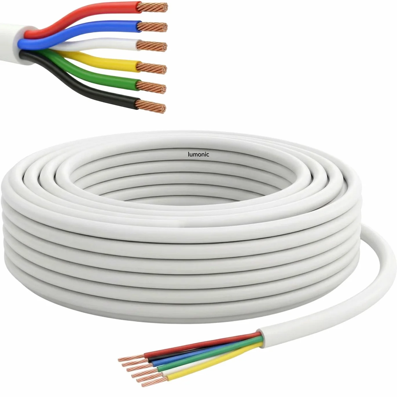 Lumonic 6x0,34mm² RGBW CCT LED Kabel sterujacy 10m | 6-zylowy elastyczny przewód w oslonie | LiYY Rozszerzenie, Kabel zasilajacy, Przewód zasilajacy LED, Kabel sterujacy