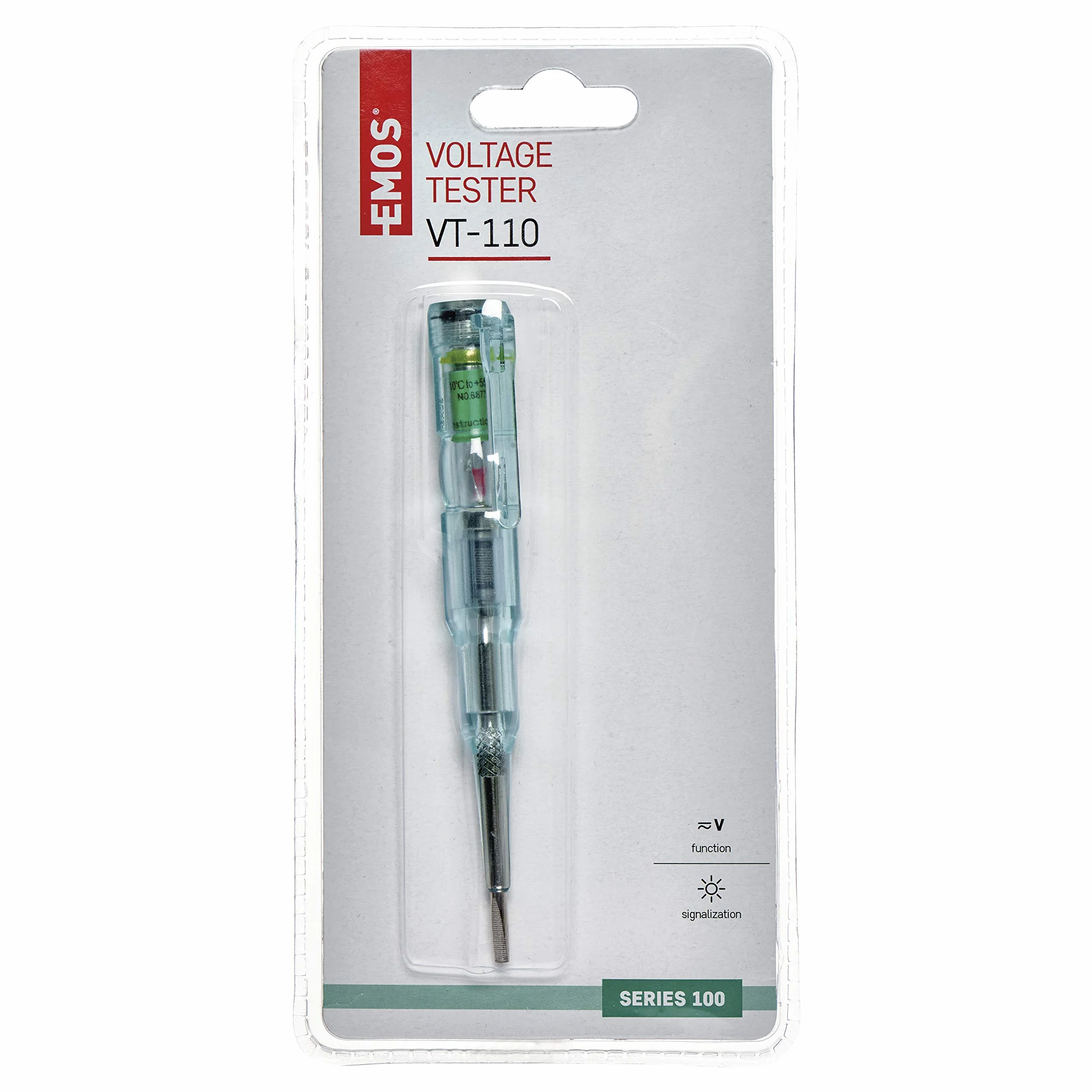 EMOS MS – 18 MS-18 M0018 tester napięcia/miernik napięcia AC/DC, 0–250 V, wskaźnik polaryzacji, bezdotykowy, przezroczysty