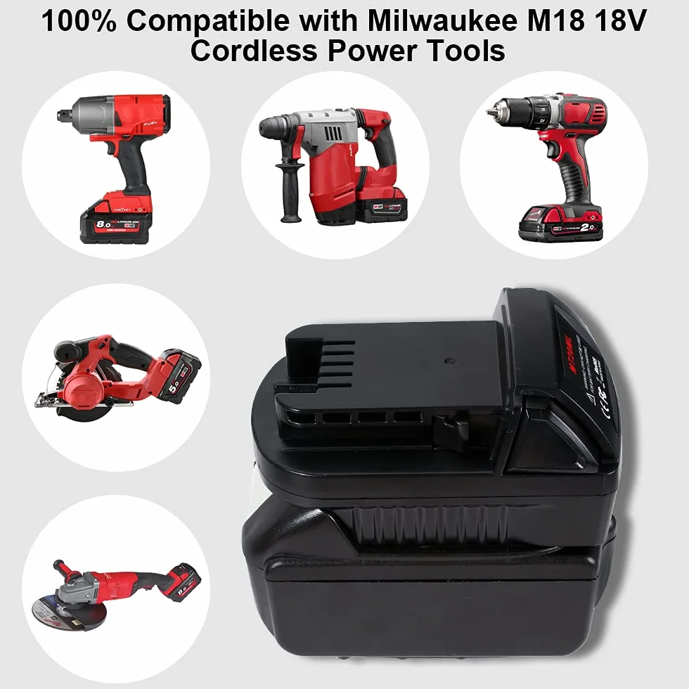 Konwerter adaptera akumulatora MT20ML do elektronarzędzi z akumulatorem litowym Milwaukee M18 18 V, konwertuj z baterią Makita 18 V, 20 V BL1830 BL1840 BL1820 BL1815 do Milwaukee 18V źródło zasilania