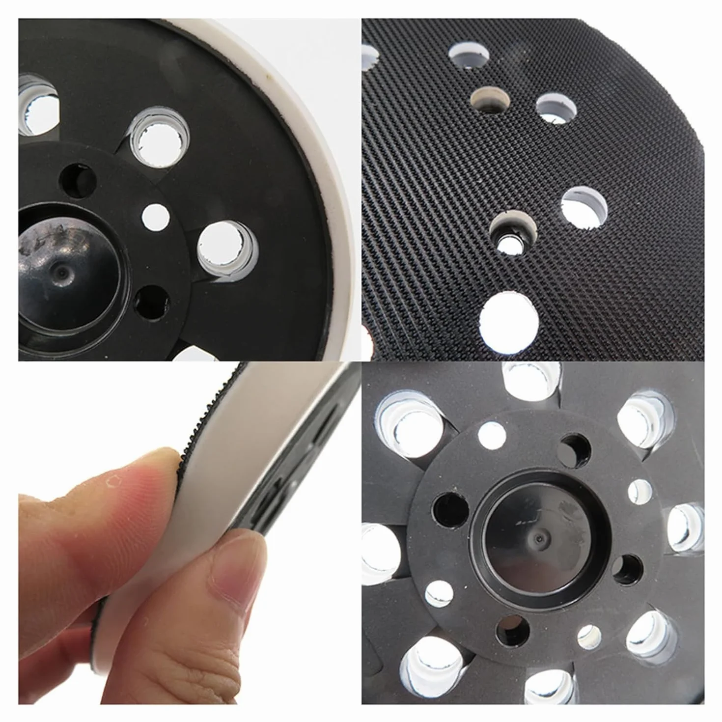 Tarcza szlifierska 125 mm z rzepem podtrzymująca dla Bosch, płyta szlifierska 125 mm z rzepem, akcesoria do szlifierki mimośrodowej PEX 300/400 AE/4000 AE/AdvancedOrbit 18 (Biały)
