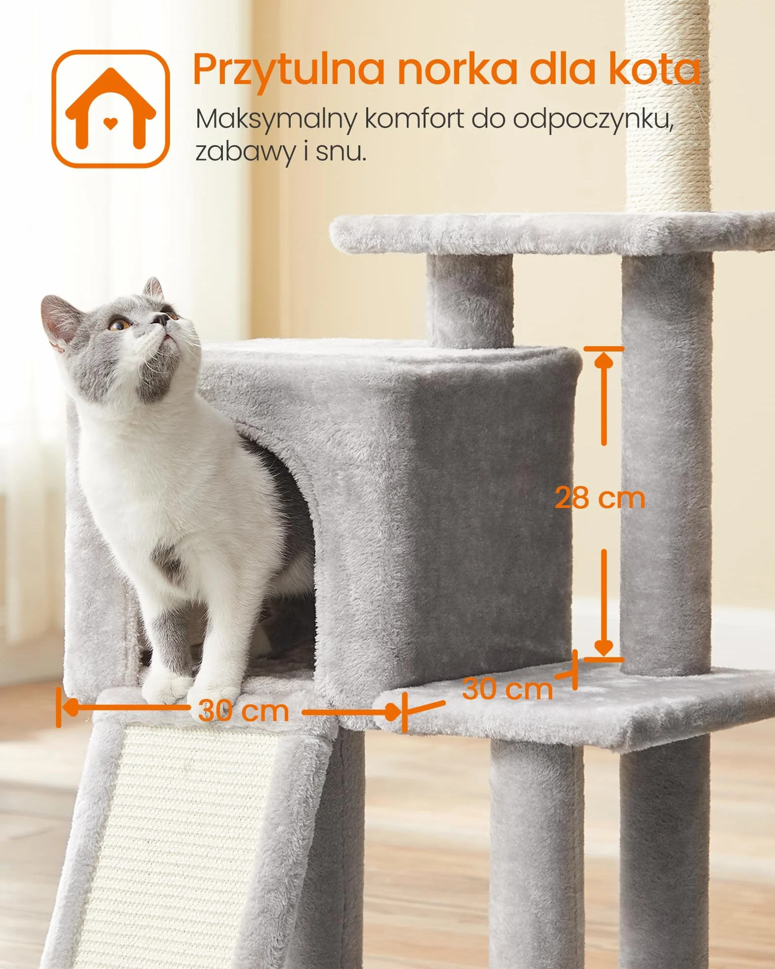 FEANDREA Drapak, drapak dla kotów domowych, kociąt, jasnoszary PCT143W01