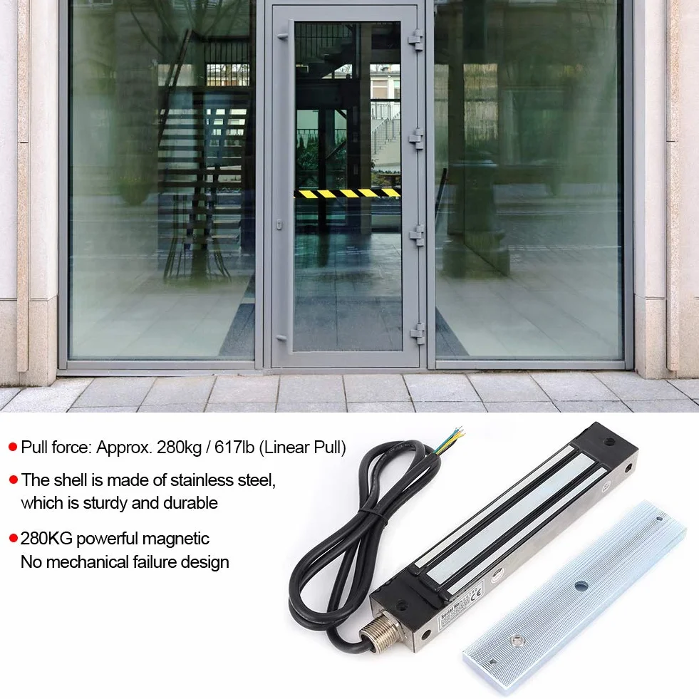Sonew 280 kg DC12 / 24V kontrola dostępu magnetyczny zamek do drzwi, wodoodporny elektryczny zamek magnetyczny ze stali nierdzewnej do drzwi drewnianych, szklanych, metalowych, przeciwpożarowych