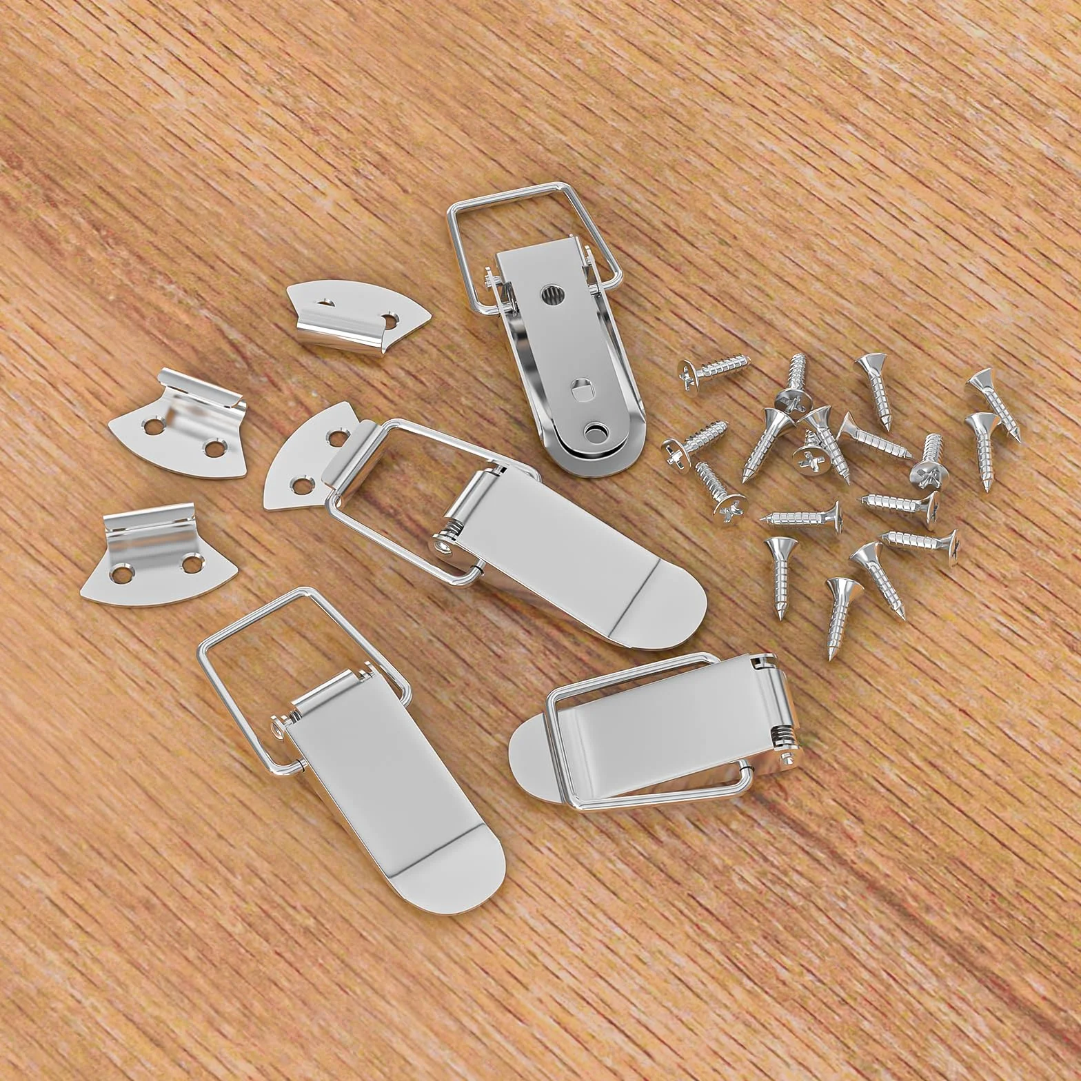 Zamknięcie zaciskowe stal nierdzewna 34 mm 4 sztuki ze śrubami 16 sztuk do skrzynki narzędziowej