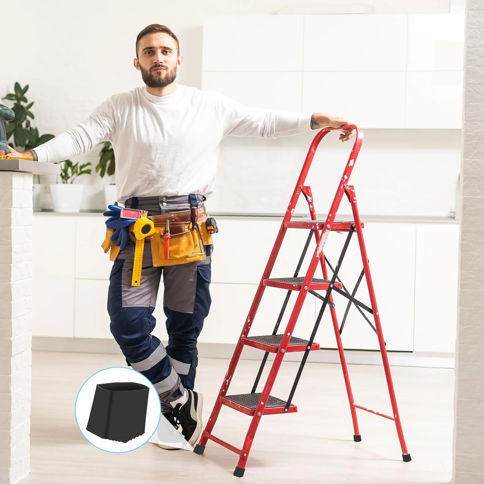4 sztuki stopek do drabiny, zapasowe nóżki do drabin, odpowiednie do drabinek o wymiarach 2 x 4 cm, nadają się do budowy maszyn, wspinaczki w domu, ludzie muszą mieć
