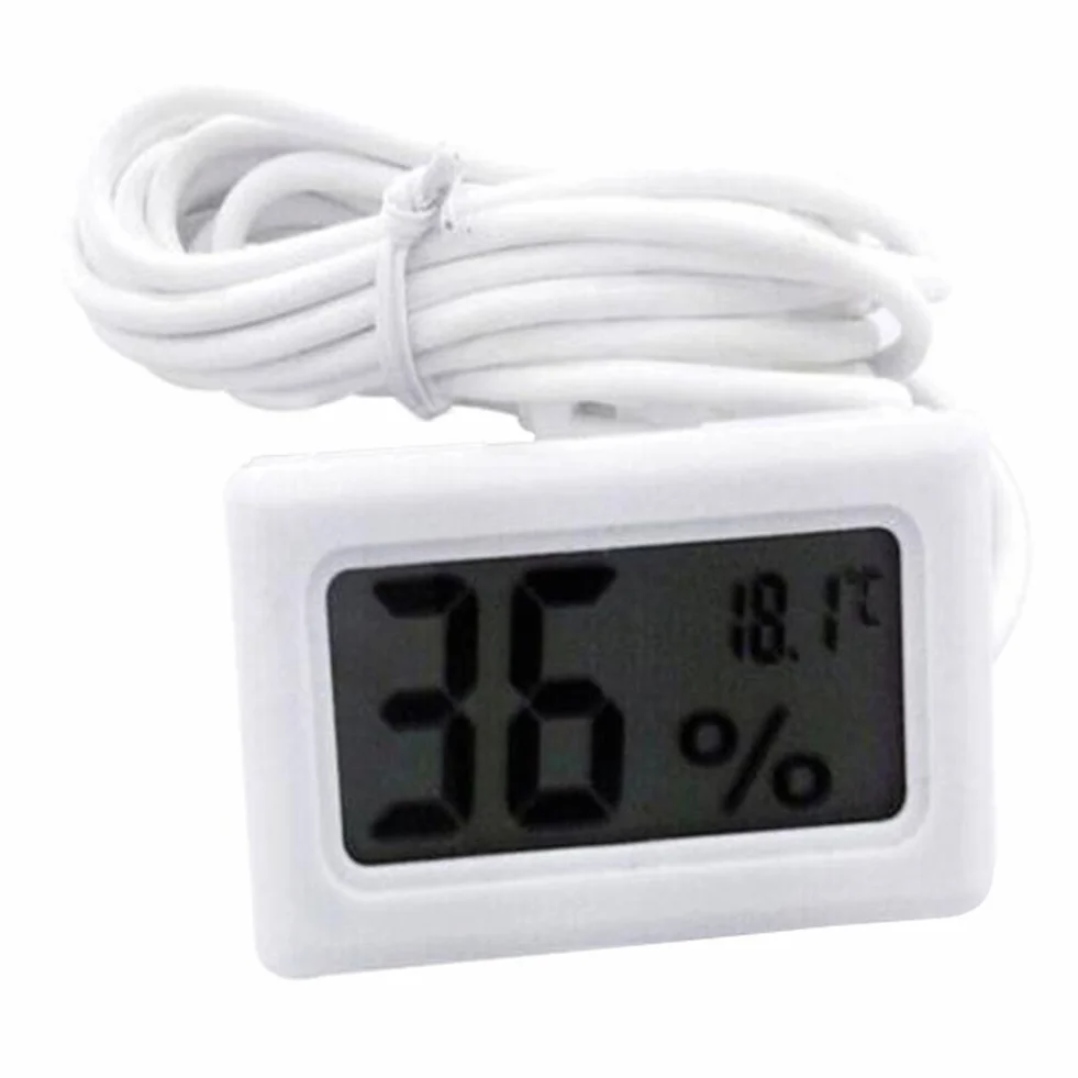 DollaTek 2-w-1 cyfrowy LCD zintegrowany termometr higrometr z zewn?trznym do inkubatora gadów akwarium drób - bia?y