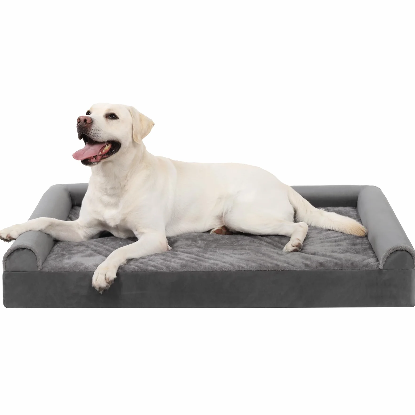 KSIIA Legowisko dla dużych psów ortopedyczne, Łóżko dla psa, poduszka dla psa 121x76x18cm zdejmowana sofa dla psa, zmywalne antypoślizgowe, XXL Szary
