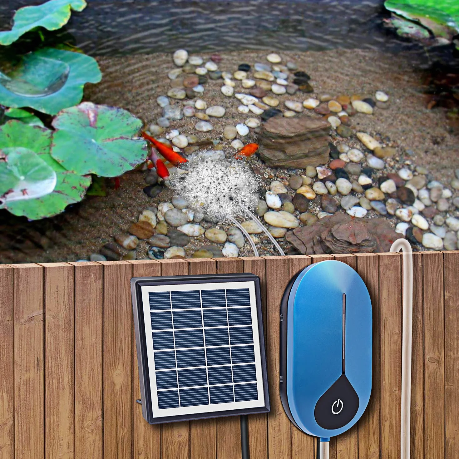 Oxygenator akwarium, 1,5 W, 3600 mAh, solarna pompa tlenowa do akwarium, napowietrzacz do stawu, pompa powietrza, napowietrzacz do akwarium