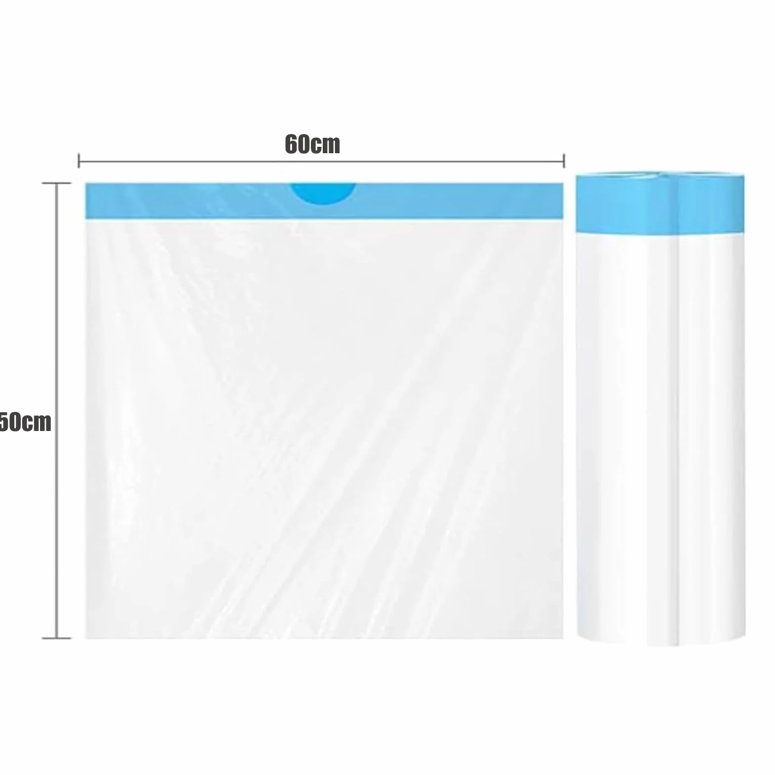 RMAN 80 sztuk worków na kuwetę dla kota z tasiemkami, biodegradowalne, odporne na rozerwanie, trwałe, szczelne, 4 rolki/60 x 50 cm