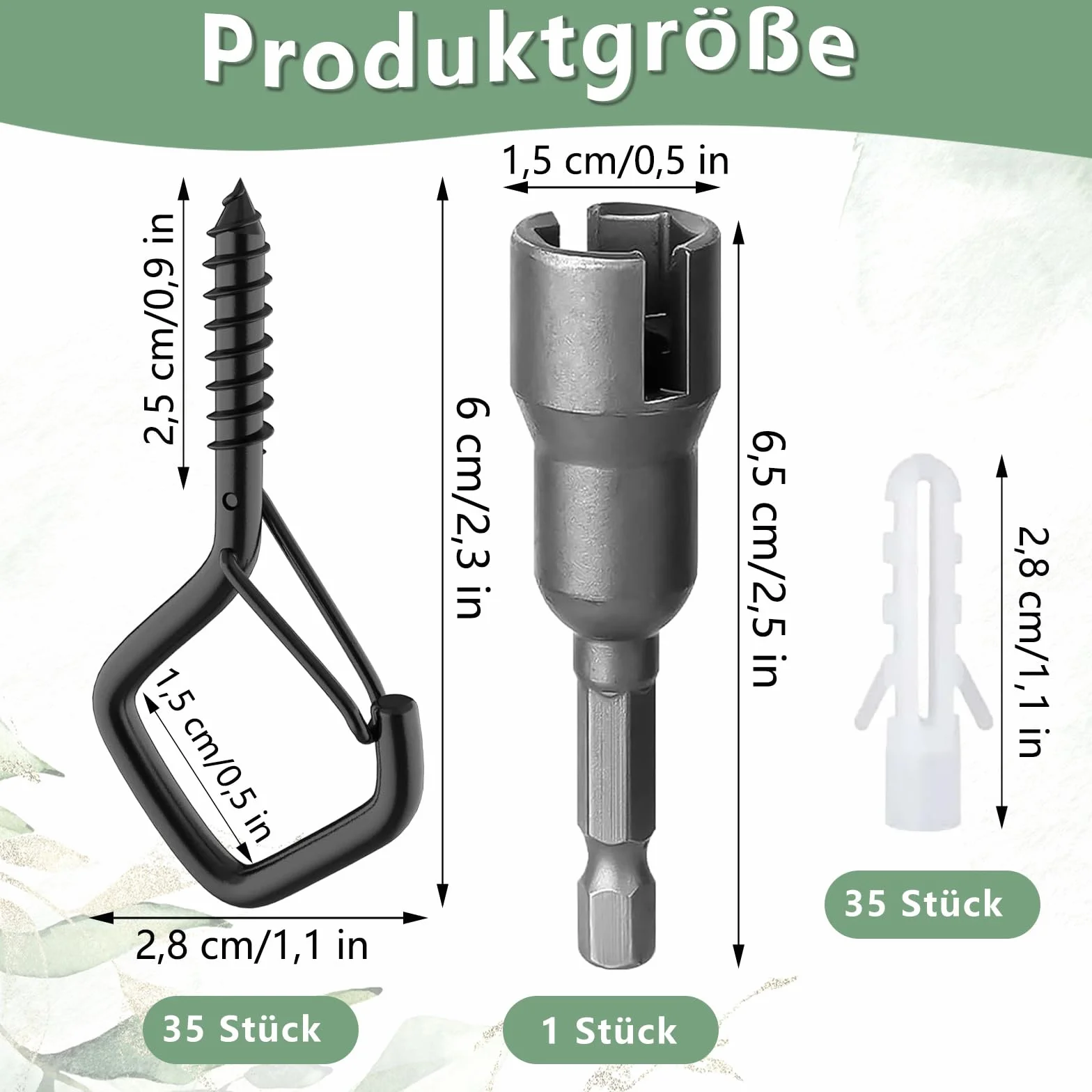 Haki śrubowe, 35 sztuk haków do wkręcania, małe haki ze stali nierdzewnej, haki do wkręcania, śruby hakowe z zabezpieczeniem, haki wkręcane, haki sufitowe, śruby oczkowe, haki sufitowe