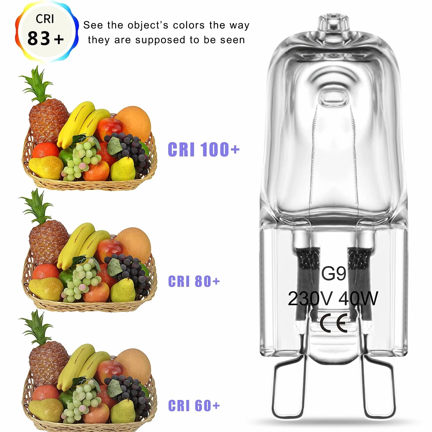 RuLEDne 5 sztuk halogenowych żarówek G9 40W do piekarnika, przezroczysta kapsułka ciepła biel 2700K, 230V 300°C żaroodporne do kuchenki mikrofalowej