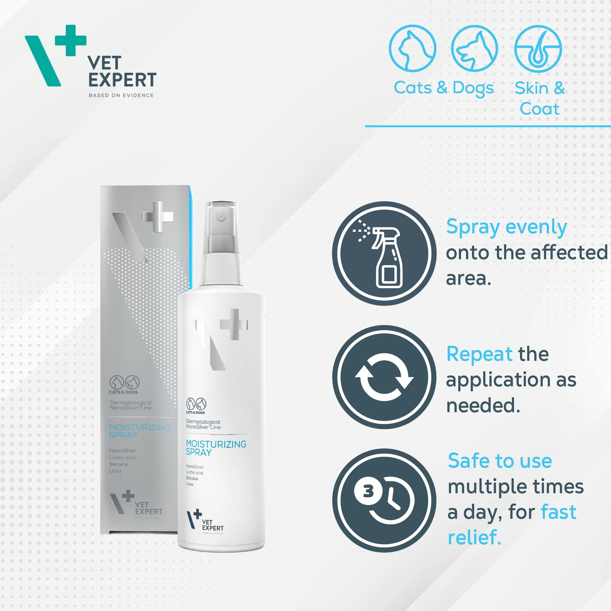 VET EXPERT MOISTURIZING SPRAY - spray nawilżający dla psów i kotów 100 ml