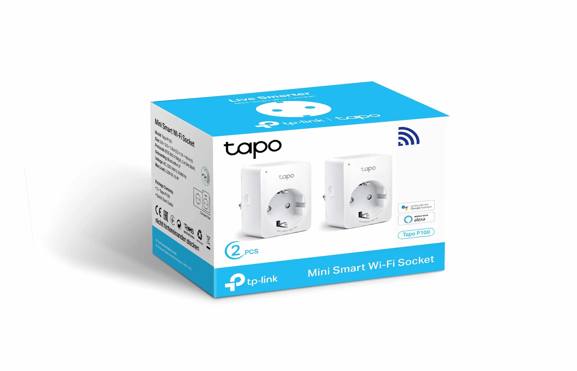 Tp-Link Tapo P100 2-pack Wtyczki Inteligentne, Biały, 2 Sztuki