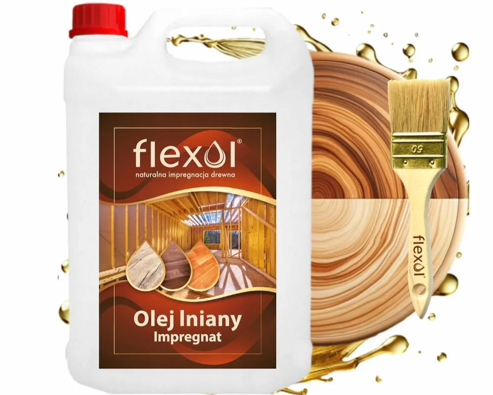 IMPREGNAT BEZBARWNY DO DREWNA 100% naturalny OLEJ lniany 4L MOCNY FLEXOL