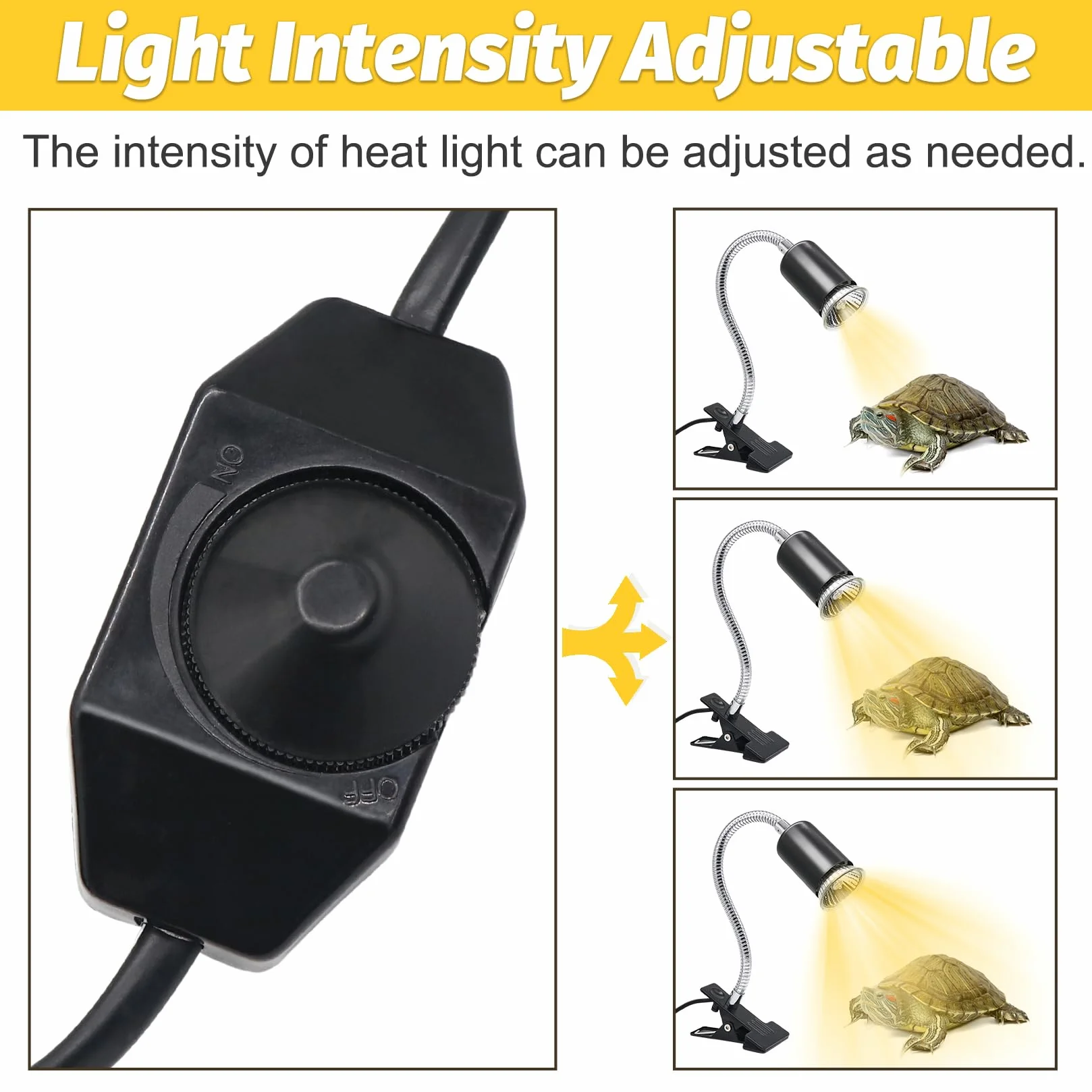Turtle Lampa grzewcza z 3 żarówkami E27 w zestawie Lampa terrarium dla żółwi z klipsem dla gadów obracana o 360°, podgrzewana żółw, odpowiednia dla jaszczurek, żółwi, węży, kameleonów