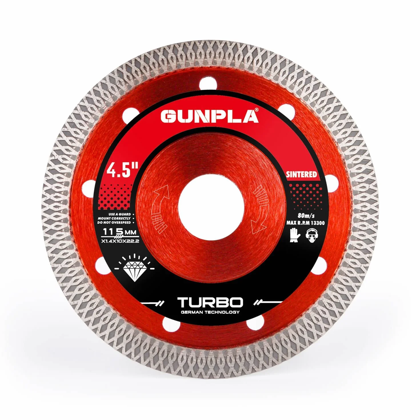 Gunpla Tarcze do cięcia diamentowego 115 mm x 1,4 x 22,2 mm, cienkie, czyste szybkie cięcie na betonie, marmurze, płytkach porcelanowych, granit, cegłach, kamieniu i tynku, tarcza tarczowa 11,5 cm tarcza tarczowa do cięcia na sucho i na mokro do szlifierk
