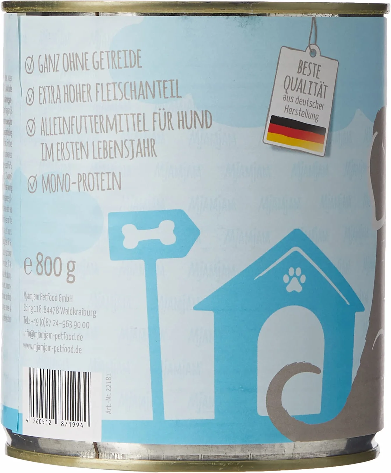 MjAMjAM Mokra karma Premium dla psów Szczenię kurczak z jajkiem 6x800g bezzbożowa