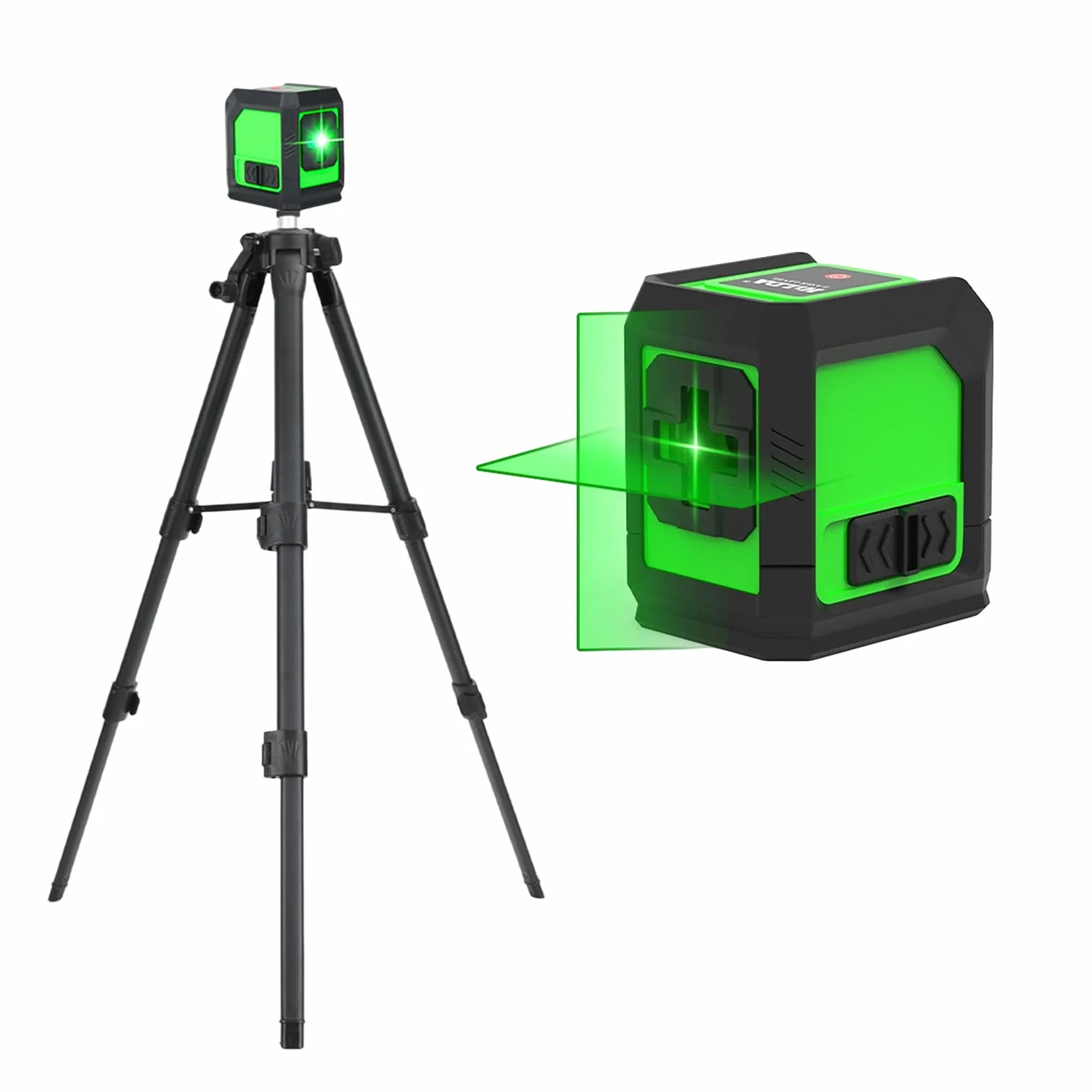 Laser krzyżowy ze statywem, poziomica laserowa ze statywem, samopoziomujący laser liniowy z podwójnym modułem laserowym, zielony laser krzyżowy do prac wewnętrznych i renowacji DIY
