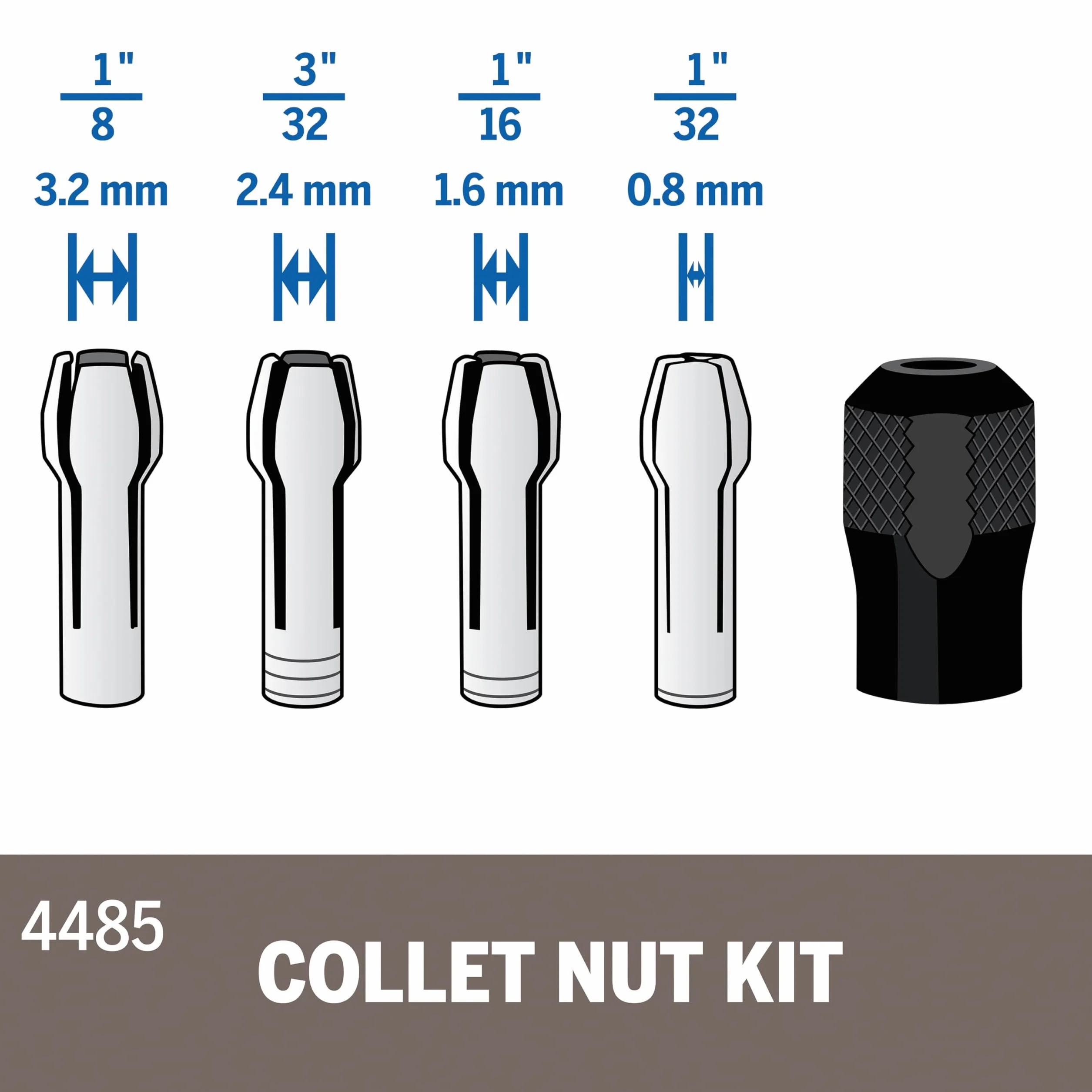 Dremel 4485 Quick Change Rotary Tool Collet Nut Set Medium