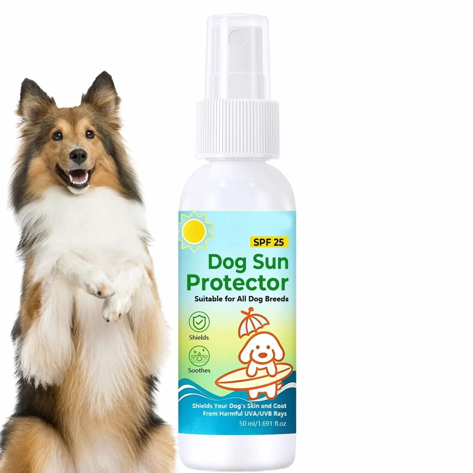 Spray Z Filtrem Przeciwsłonecznym Dla Psów, Z Ochroną Spf 25, 50 Ml, Ochrona Przed Promieniowaniem UV Na Bazie Oleju Dla Psów, Filtr Przeciwsłoneczny Zwierząt Domowych, Odporna Na Pot Ochrona Prze